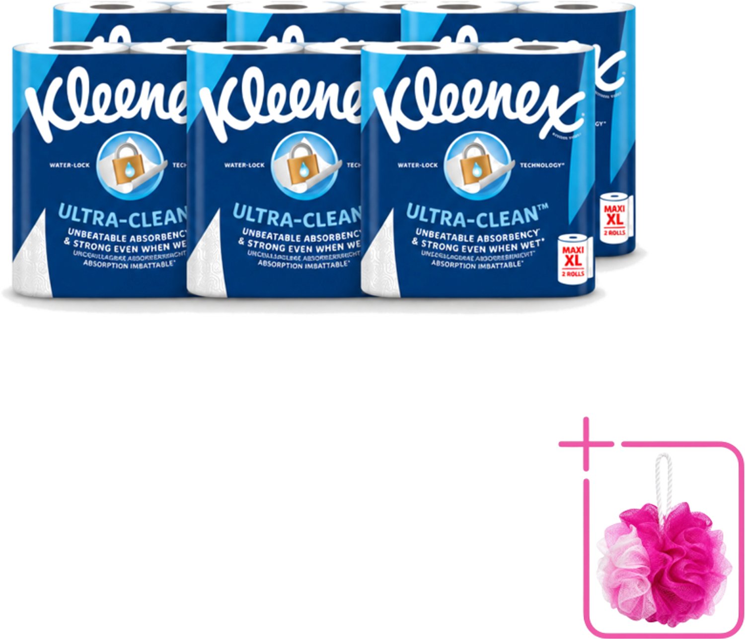 6 x Kleenex - Keukenpapier - Ultra Clean - Maxi XL - Absorberend - 2 Rollen - Bulkverpakking - Kleenex Keukenpapier - Douchemop - Keukenpapier