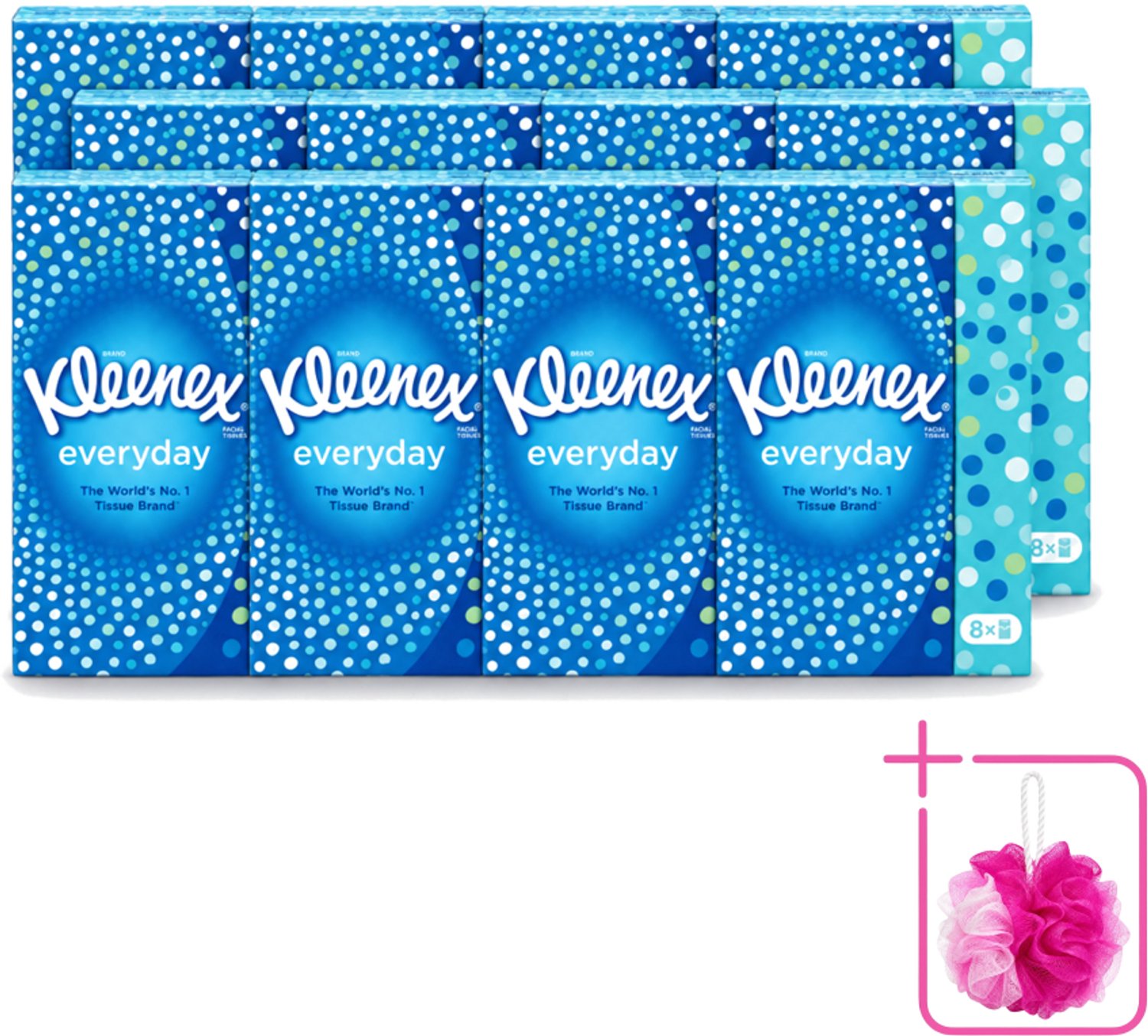 12 x Kleenex - Zakdoekjes - Everyday - 8 Pakjes Zakdoekjes - Bulkverpakking - Zakdoekjes - Douchemop - Schoonmaak