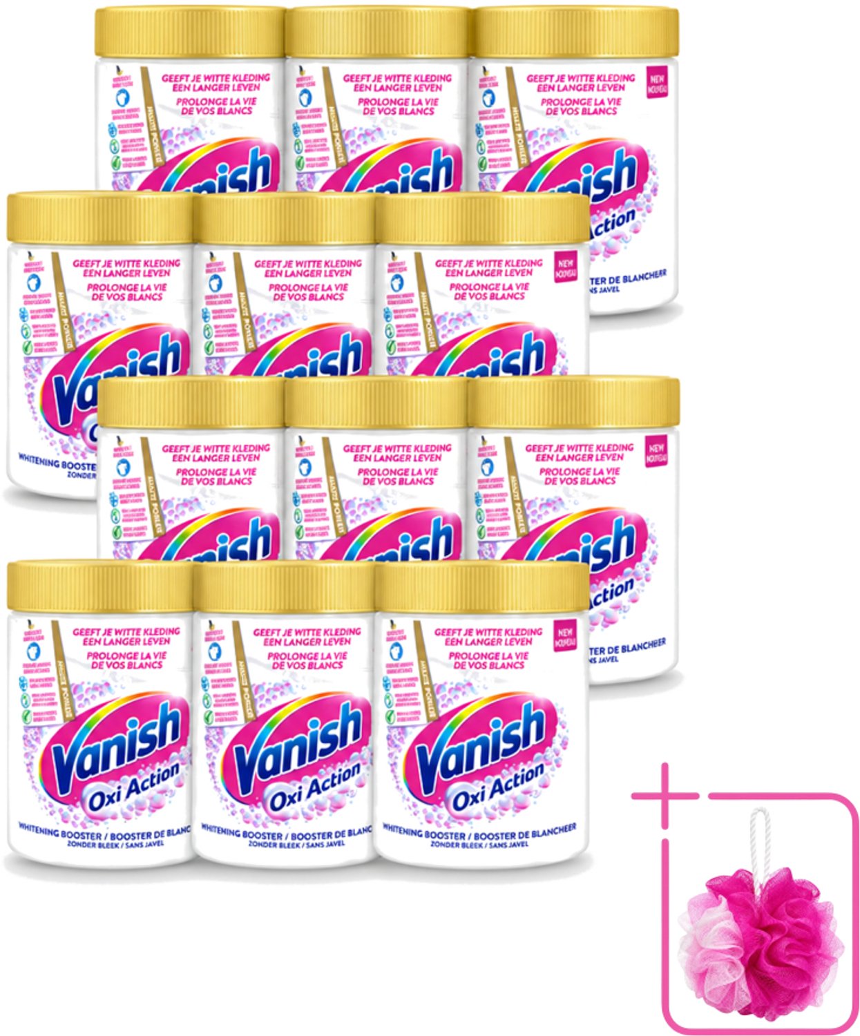 12 x Vanish Oxi Action - Vlekkenverwijderaar Poeder - Zonder Bleek - Witte Was - 550 Gram - Bulkverpakking - Vlekkenverwijderaar - Douchemop - Witte was