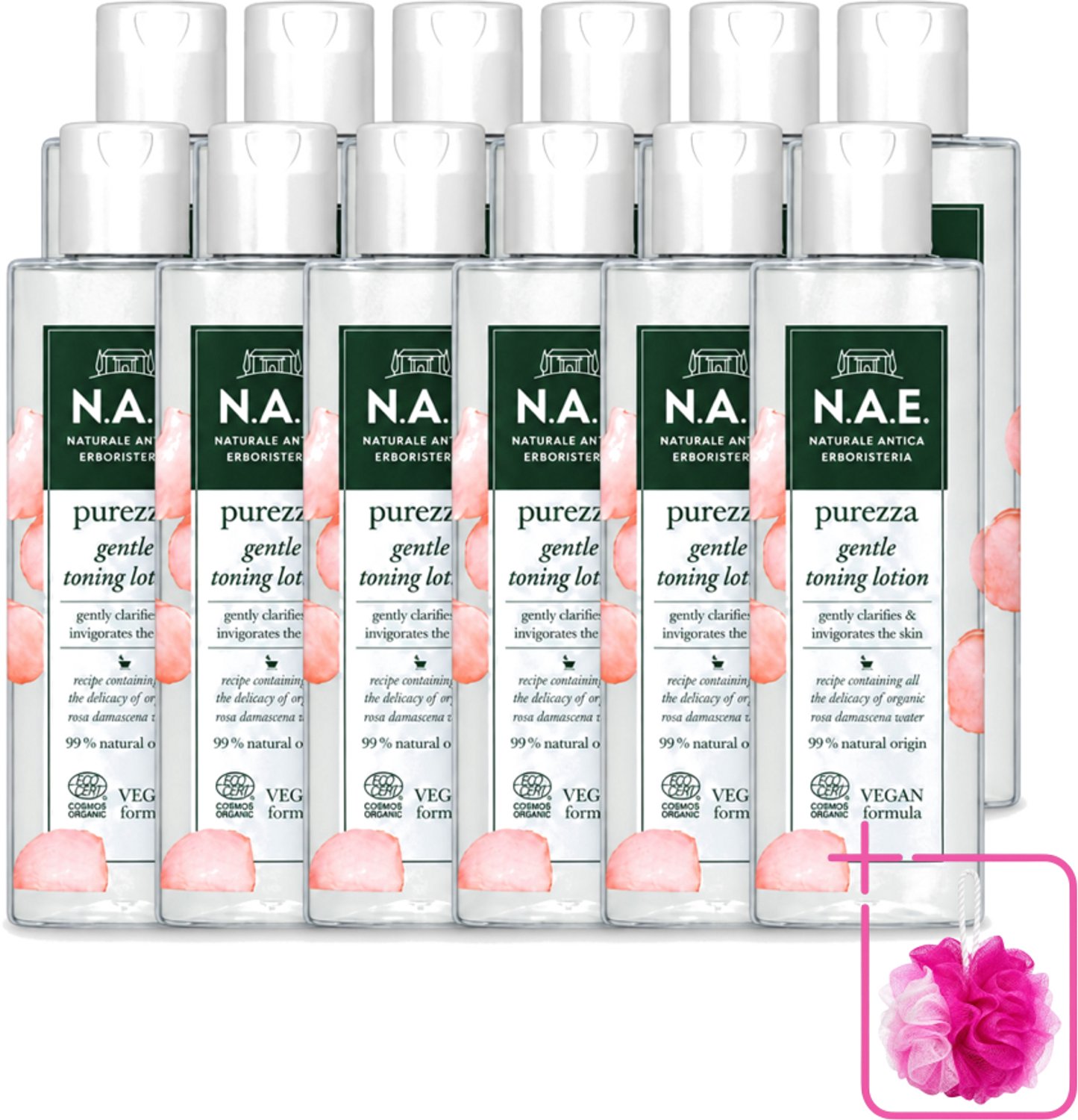 12 x N.A.E. - Toning Lotion - Zuiverend & Hydraterend - Biologisch & Vegan - 200ml - Bulkverpakking - Natuurlijke huidverzorging - Douchemop - Biologische toning