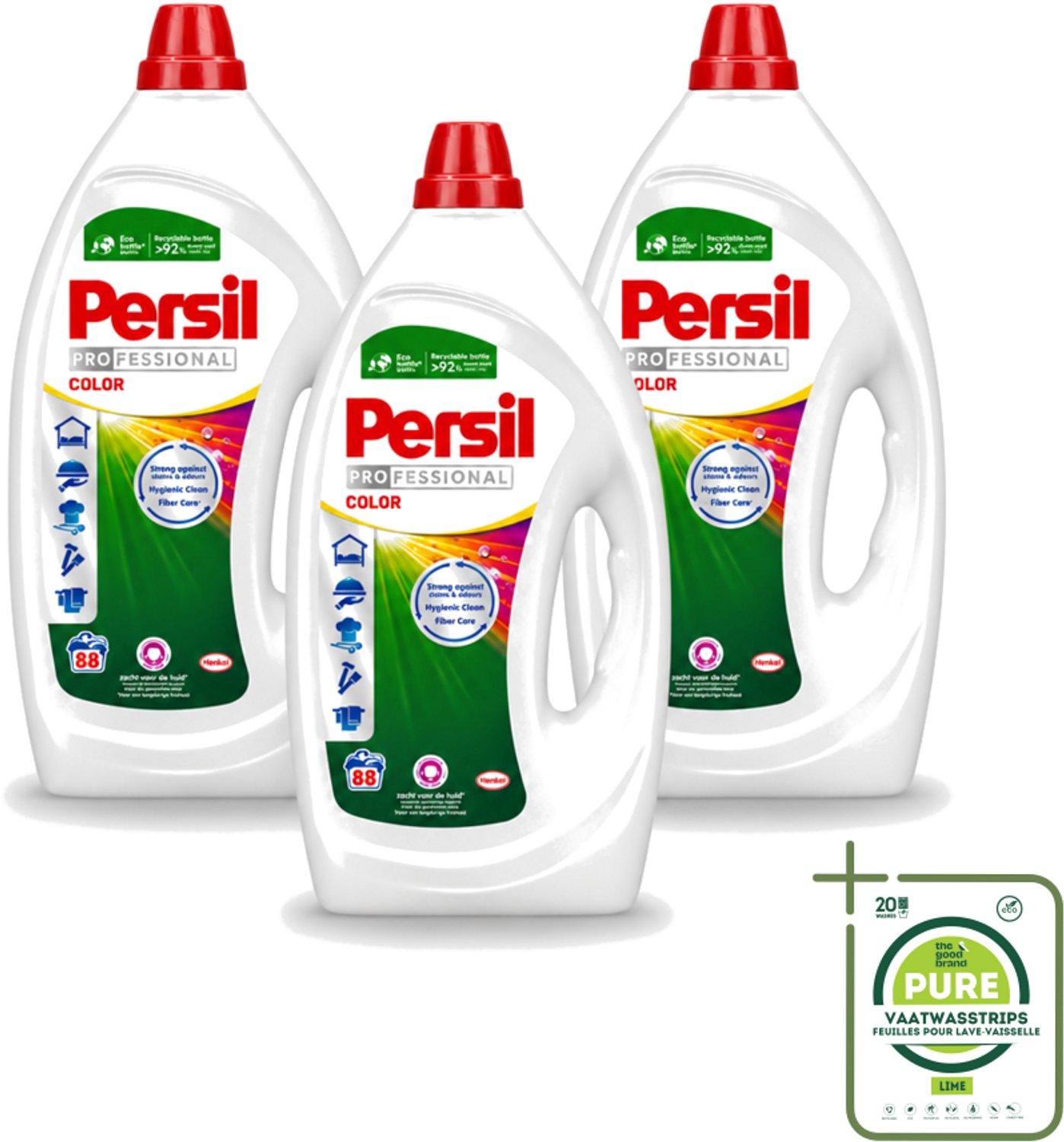 3 x Persil Professional Color - Vloeibaar Wasmiddel - Gekleurde Was - 88 Wasbeurten - Grootverpakking - Vaatwasstrips - Gekleurde Was - Vlekverwijdering - Wasmiddel - Wasresultaat - Wasfrisheid