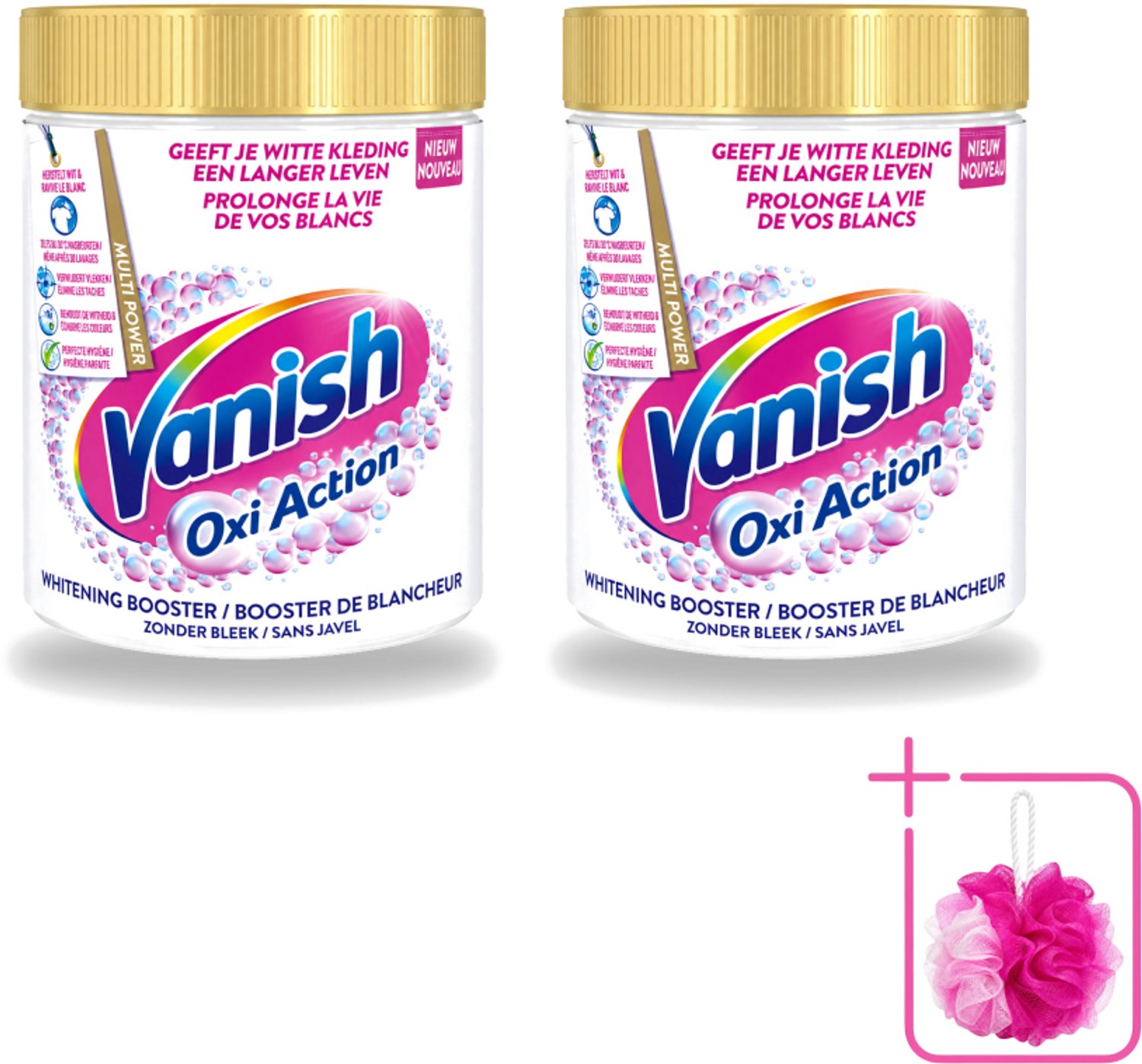 2 x Vanish Oxi Action - Vlekkenverwijderaar - Wasbooster - Zonder Bleek - Witte Was - 1 Kg - Bulkverpakking - Vlekkenverwijderaar - Douchemop - Witte was
