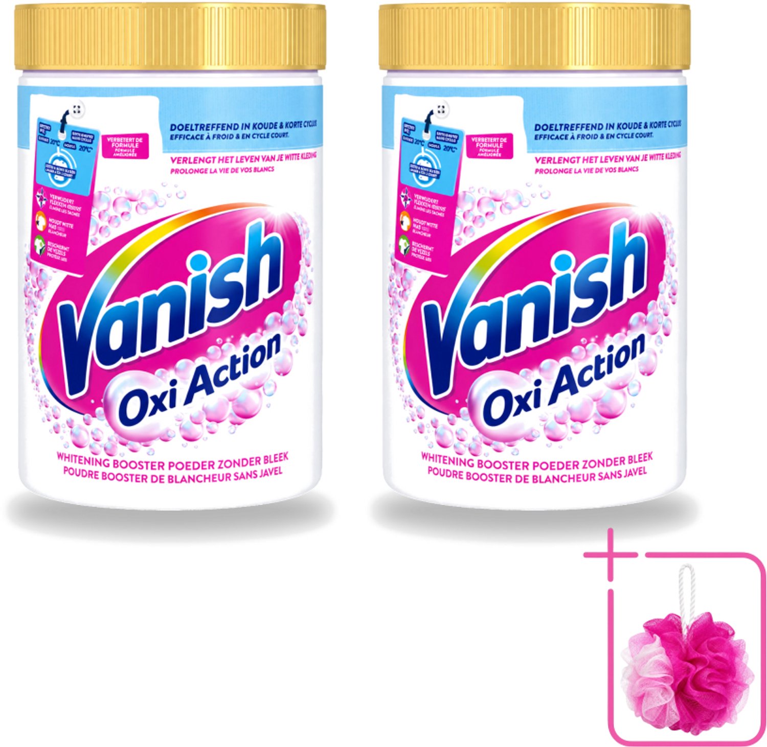 2 x Vanish Oxi Action - Vlekkenverwijderaar Poeder - Witte Was - 710 Gram - Bulkverpakking - Wit was - Douchemop - Vlekverwijderaar