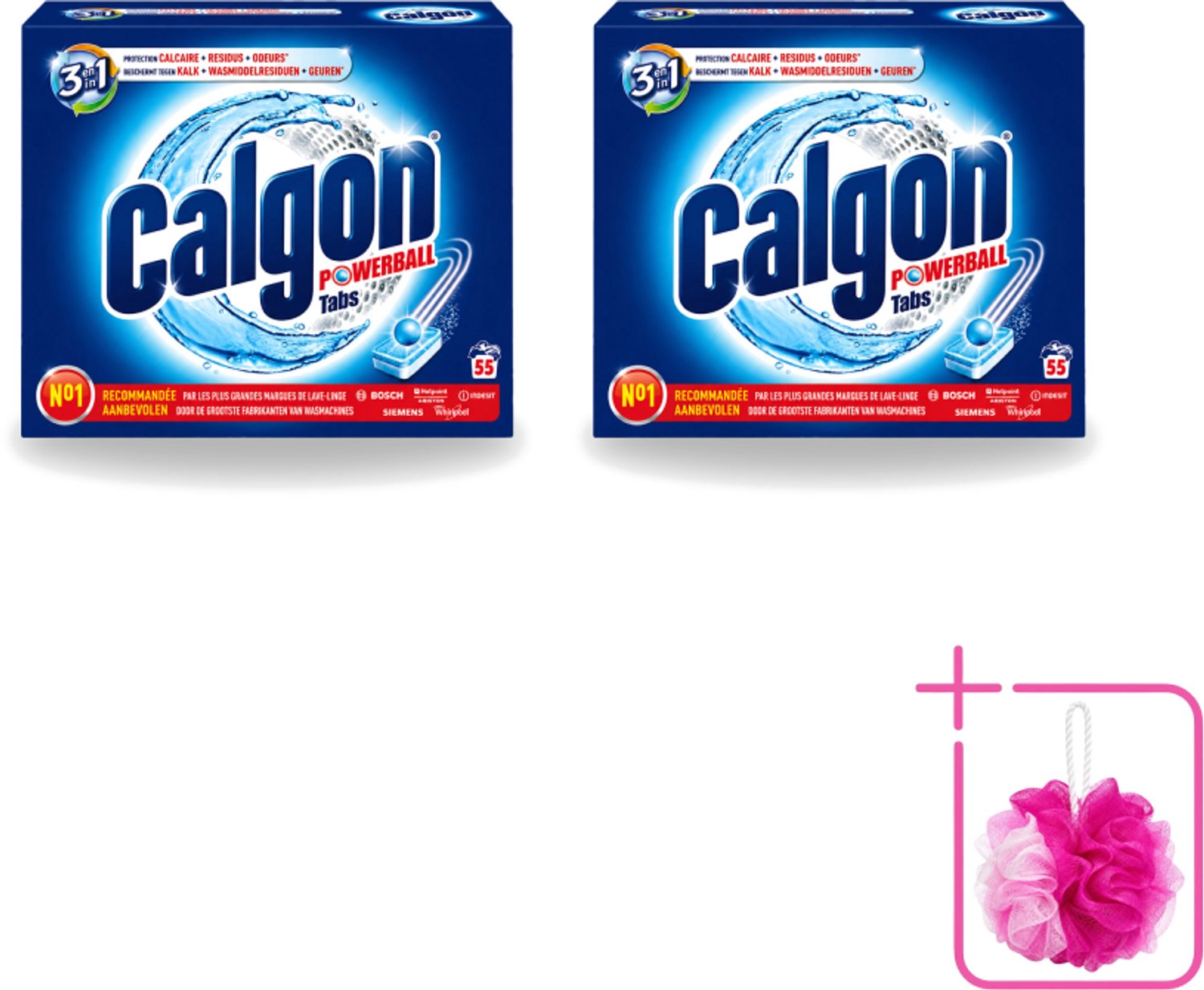 2 x Calgon - Wasmachinereiniger - Tegen Kalkaanslag / Wasmiddelresten / Geuren - 55 Tabletten - Bulkverpakking - Wasmachine reinigen - Douchemop - Kalkaanslag voorkomen
