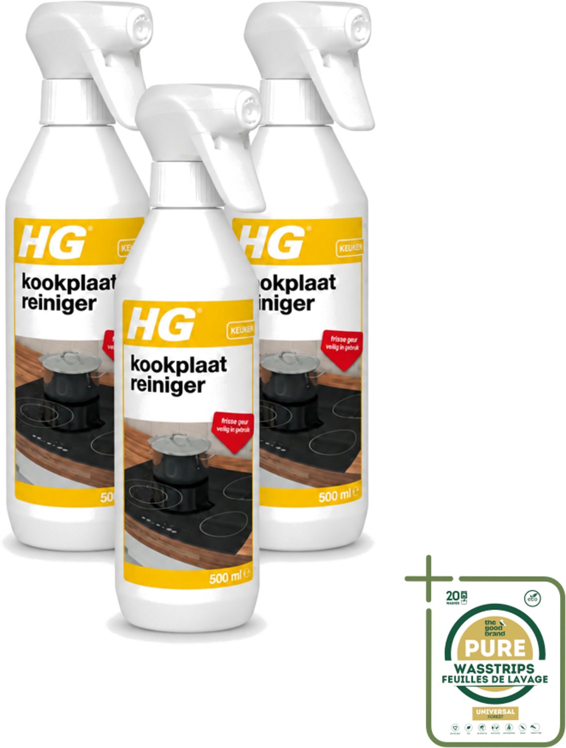 3 x HG - Kookplaatreiniger Spray - Frisse Geur - Veilig in Gebruik - 500 ml - Kookplaat Reinigen - Inductieplaat Reinigen - Keramische Kookplaat Reinigen - Vet Verwijderen - Kalkaanslag Verwijderen