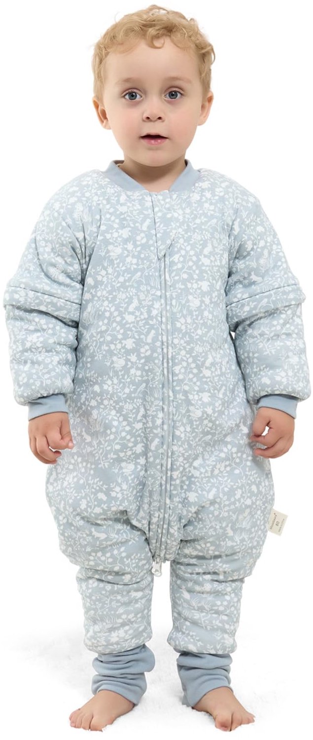 Mosebears Slaapzak voor baby's, 2,5 TOG, slaapzak van katoen, uniseks, voor baby's, met afneembare mouwen, 18 tot 36 maanden, babylengte 85 tot 95 cm