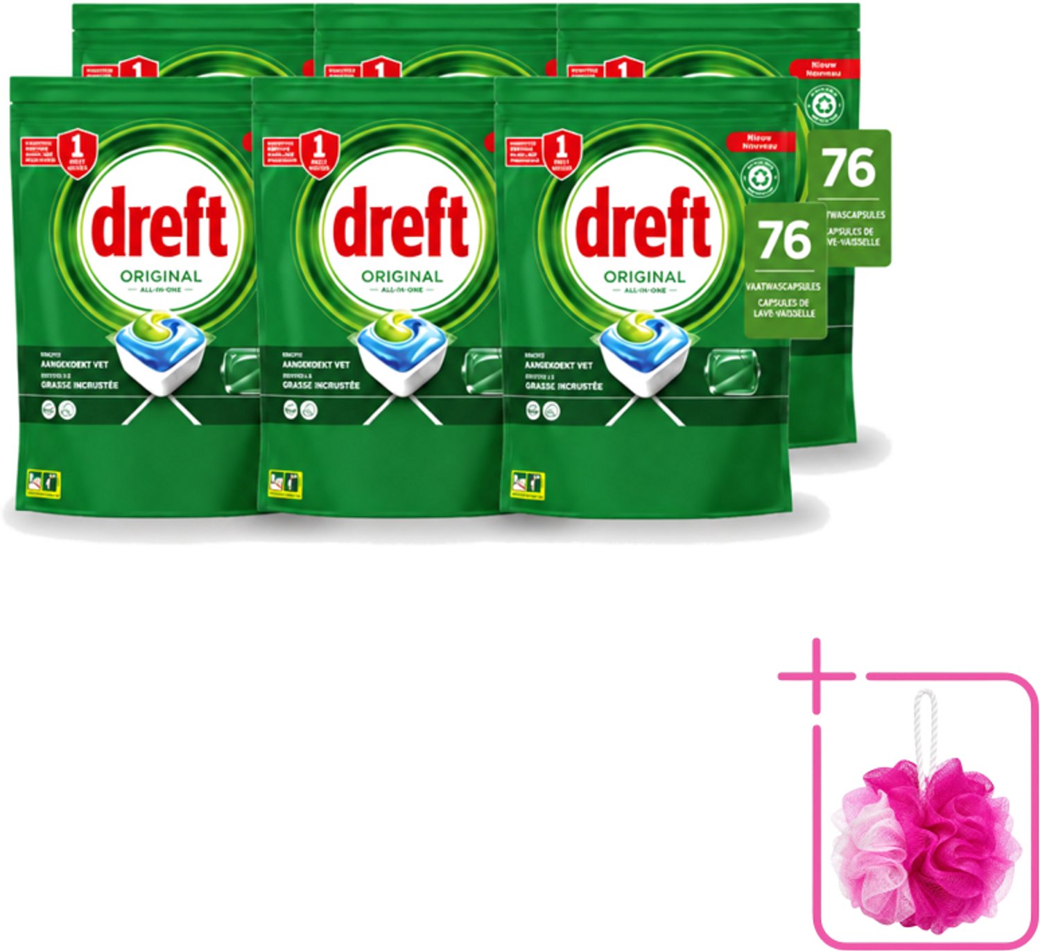 6 x Dreft – Vaatwascapsules – Original All-in-One – 76 Capsules - Bulkverpakking - Vaatwassen - Vaatwassen capsule