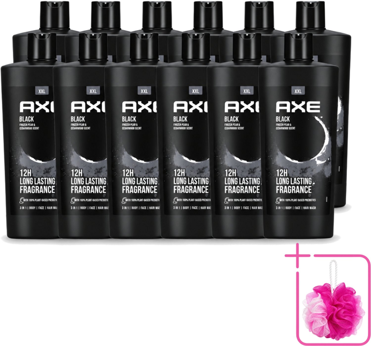 12 x AXE – Douchegel – Black – 700 ml - Bulkverpakking - Douchegel - Douchemop - Douchegel mannen