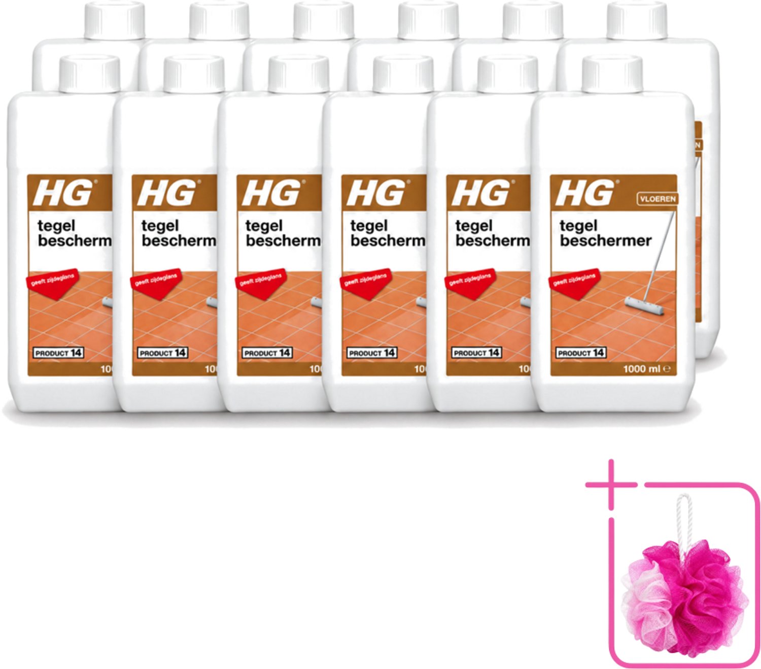 12 x HG - Vloeren - Tegelbeschermer - Geeft Zijdeglans - 1L - Bulkverpakking - Tegelbeschermer - Douchemop - Slijtagebescherming