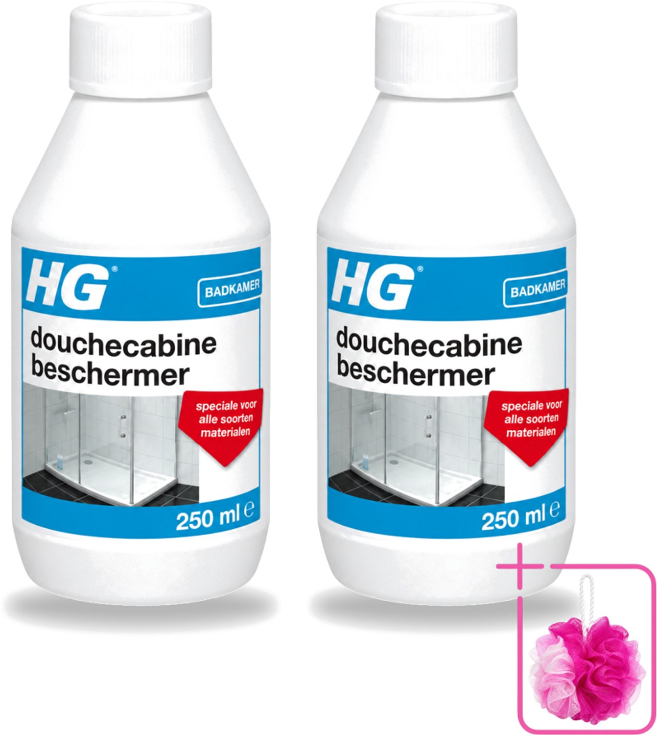 2 x HG - Badkamer - Douchecabine Beschermer - Voor Elk Materiaal - 250 ml - Bulkverpakking - Douchecabine beschermer - Douchemop - Kalkaanslag bestrijden