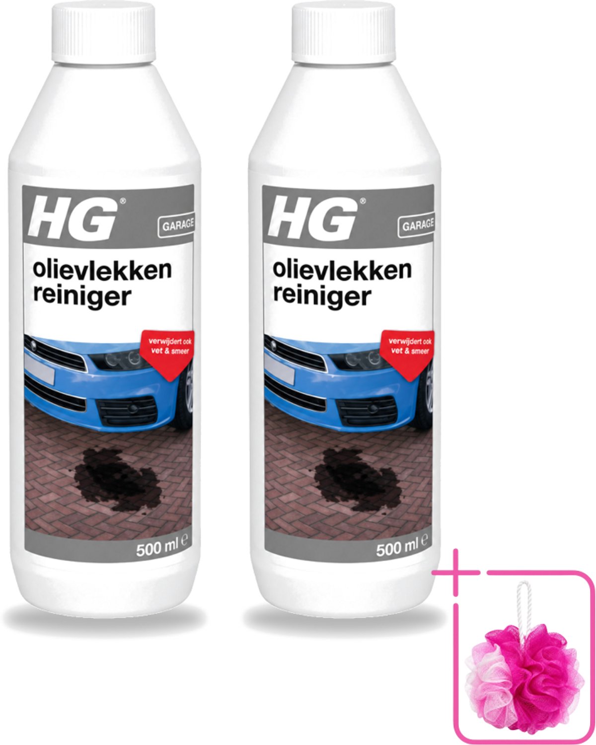 2 x HG - Olievlekkenreiniger - Verwijdert Ook Vet & Smeer - 500 ml - Bulkverpakking - Olievlekkenreiniger - Douchemop - Vetvlekken