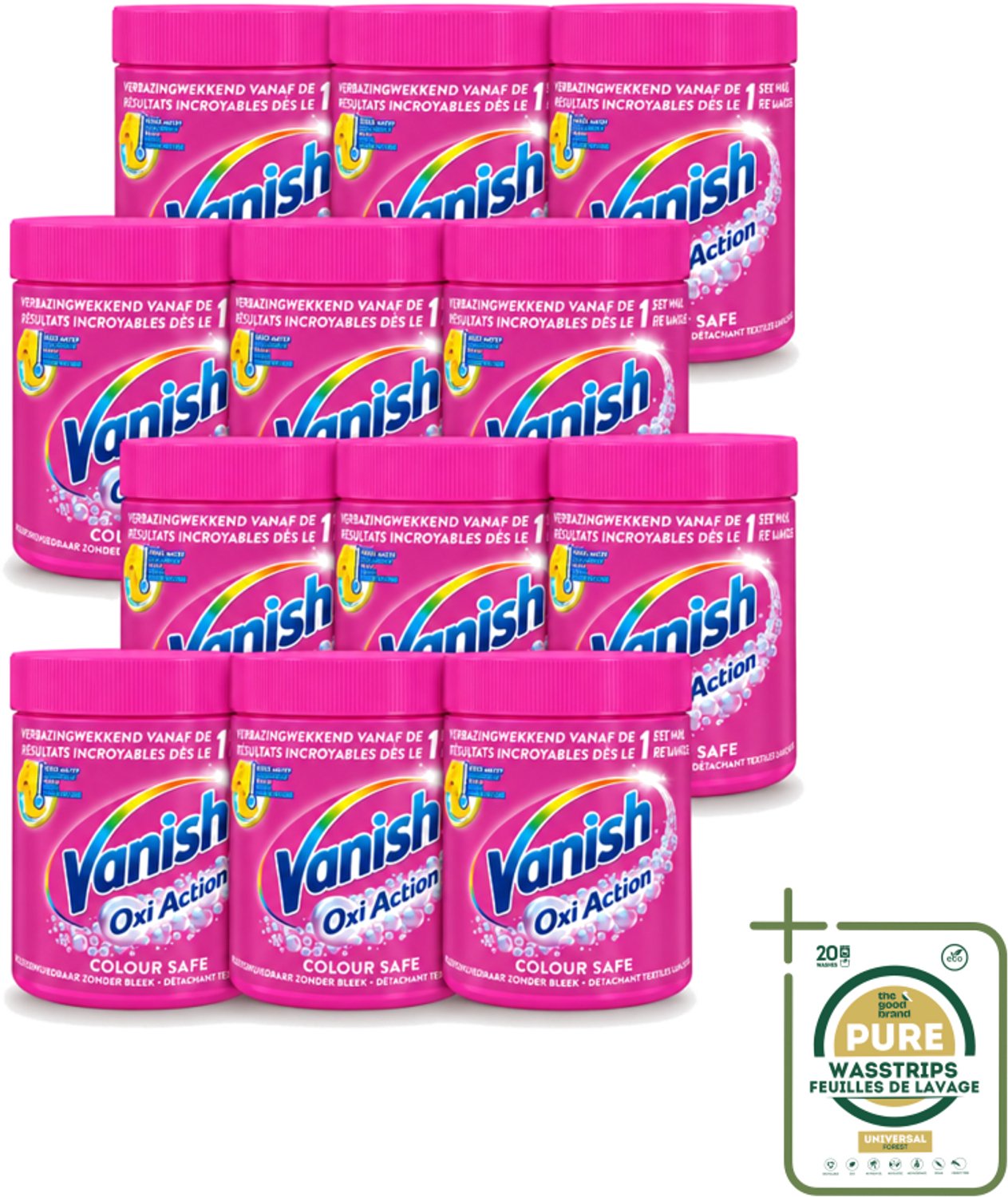 12 x Vanish Oxi Action - Veilige Kleur - Vlekkenverwijderaar Poeder - Zonder Bleek - Gekleurde Was - 550 Gram - Wasstrips - Vlekkenverwijderaar - Kleur Veilig - Poeder - Koud Water - Gekleurde Was