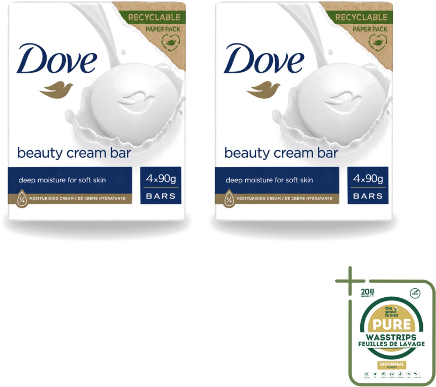 2 x Dove Original - Zeep - Beauty Cream Bar - 360 g - Wasstrips - Zachte Reiniging - Gezichtszeep - Huidverzorging - Zeepbar - Dagelijks Gebruik