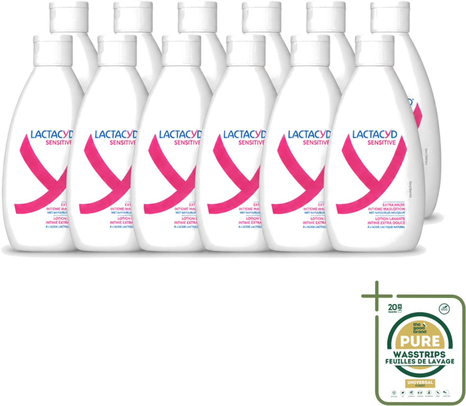 12 x Lactacyd Sensitive - Intieme Waslotion - Extra Gevoelig - Met Natuurlijk Melkzuur - 300 ml - Intieme Waslotion - Gevoelige Huid - Melkzuur - Katoenextract - Extra Milde Waslotion