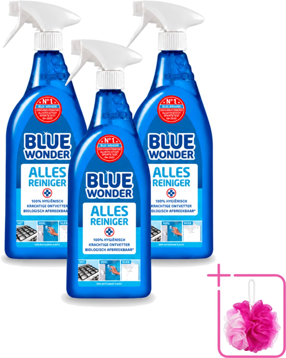 3 x Blue Wonder - Allesreiniger Spray - Krachtige Ontvetter - 750 ml - Bulkverpakking - Allesreiniger - Ontvetter