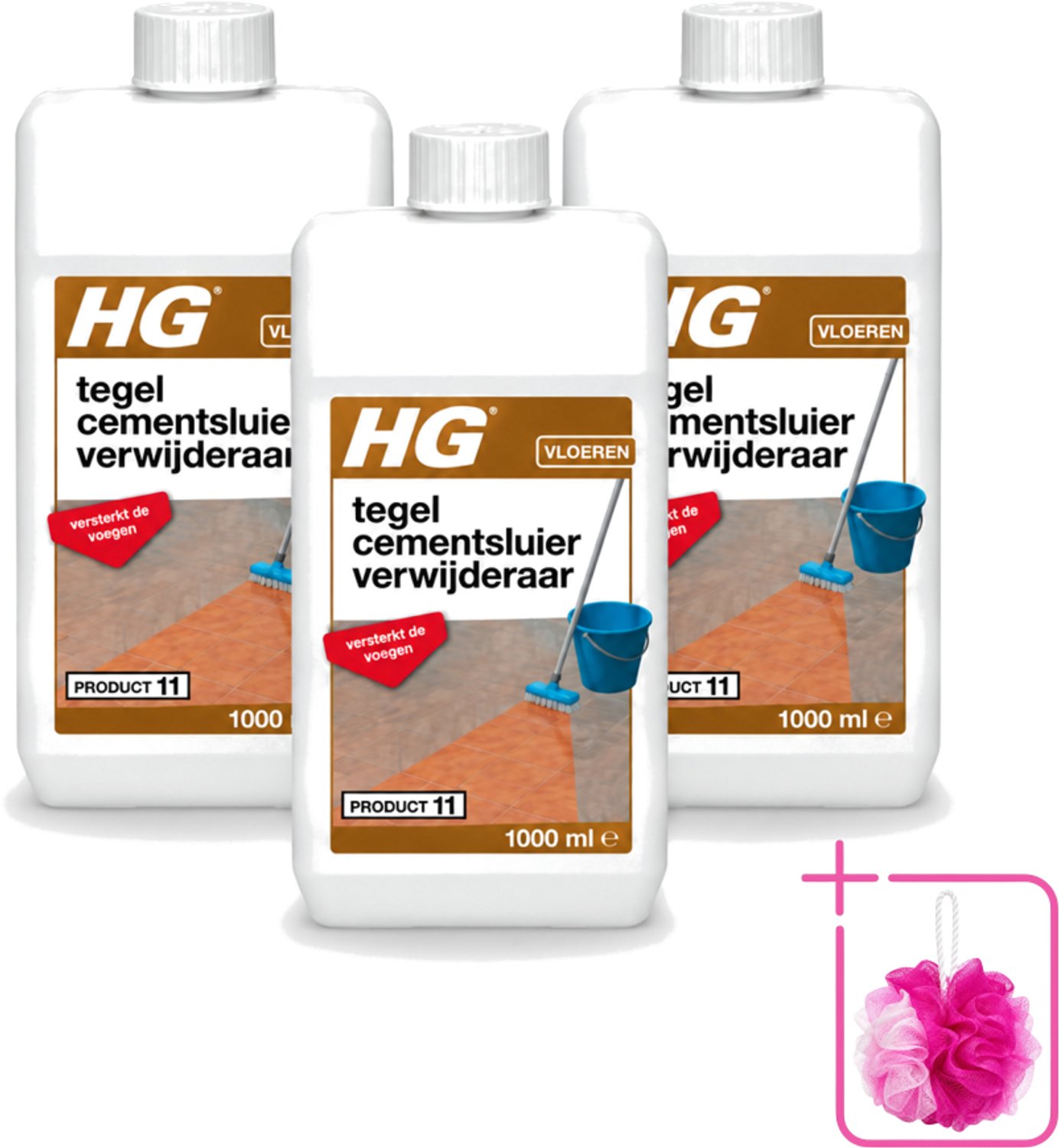 3 x HG - Vloeren - Tegel Cementsluierverwijderaar - Versterkt De Voegen - 1L - Bulkverpakking - Cement verwijderen tegels - Douchemop - Cement verwijderen plavuizen