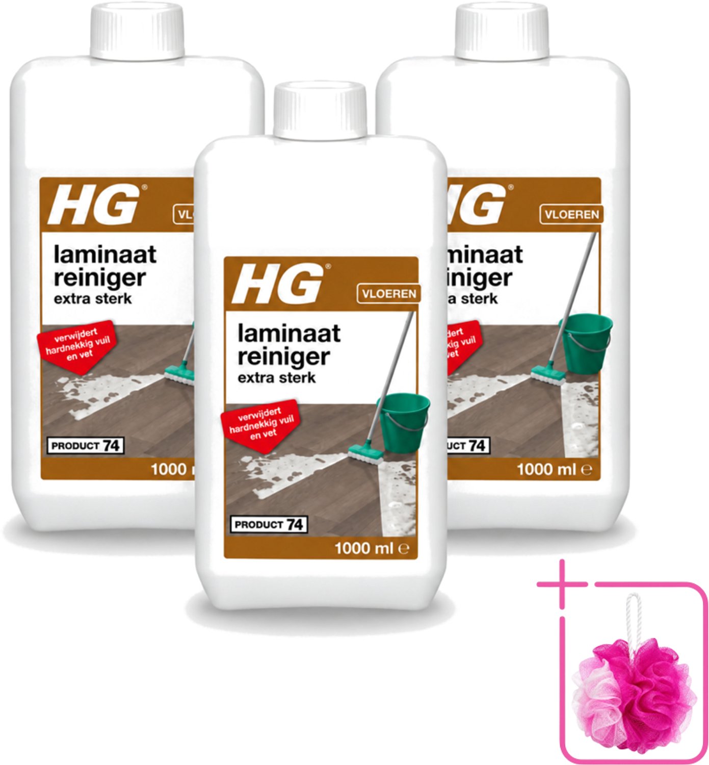 3 x HG - Laminaat, Vinyl & PVC Reiniger - Extra Sterk - Verwijdert Hardnekkig Vuil & Vet - 1L - Bulkverpakking - Laminaatreiniger - Douchemop - Laminaat reinigen
