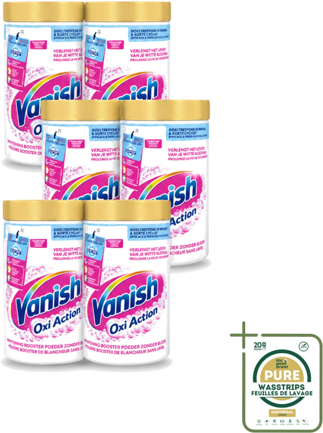 6 x Vanish Oxi Action - Vlekkenverwijderaar Poeder - Zonder Bleek - Witte Was - 1.5 Kg - Wasstrips - Vlekkenverwijderaar - Witte Was - Bleekvrije Was - Wasmiddel - Kleding Reinigen