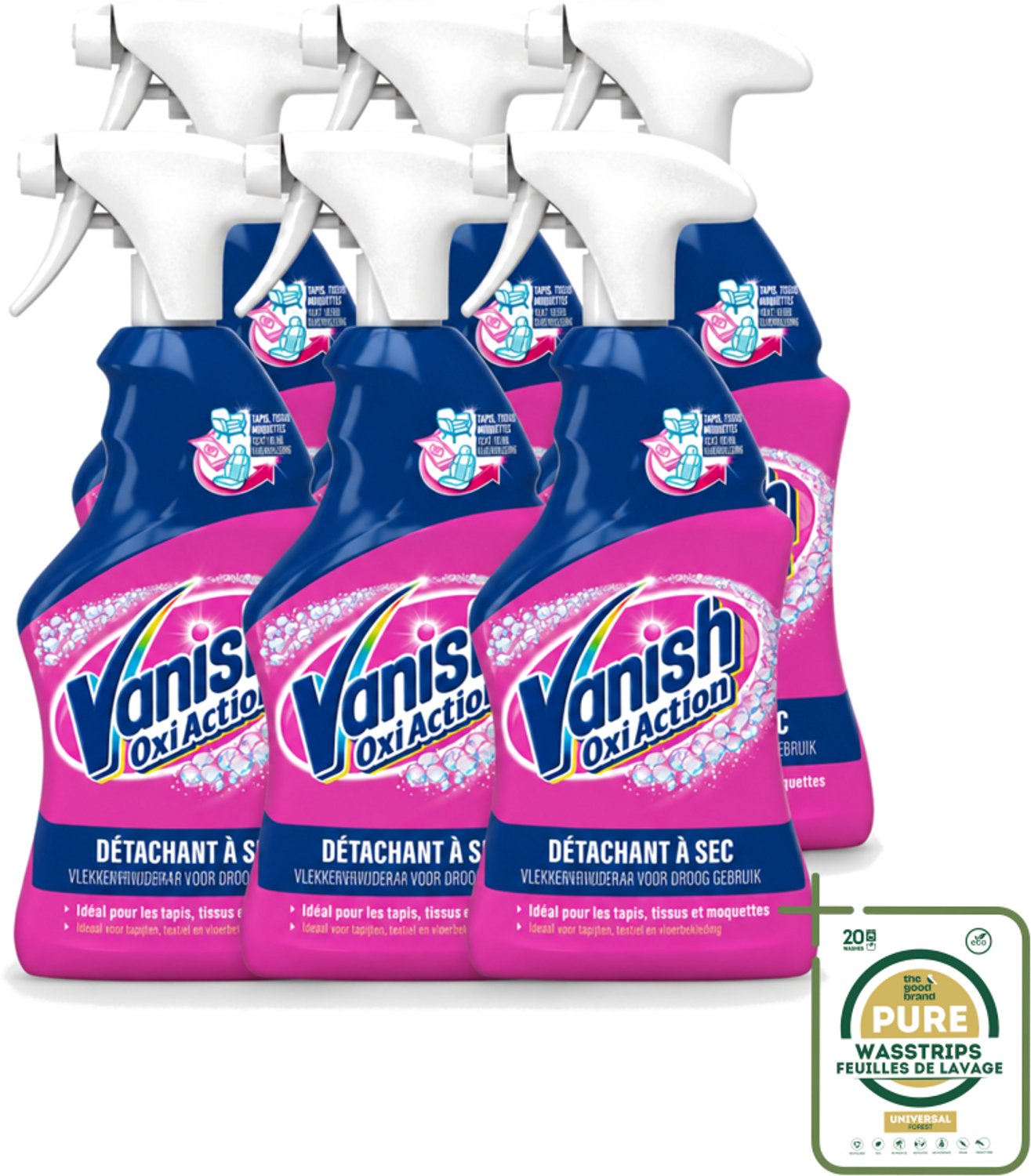 6 x Vanish Oxi Action - Vlekkenverwijderaar Spray - Voor Tapijt. Textiel & Vloerbekleding - 500 ml - Wasstrips - Vlekkenverwijderaar - Tapijt Reinigen - Textiel Reinigen - Vlekken Verwijderen - Vlekken Op Kleding
