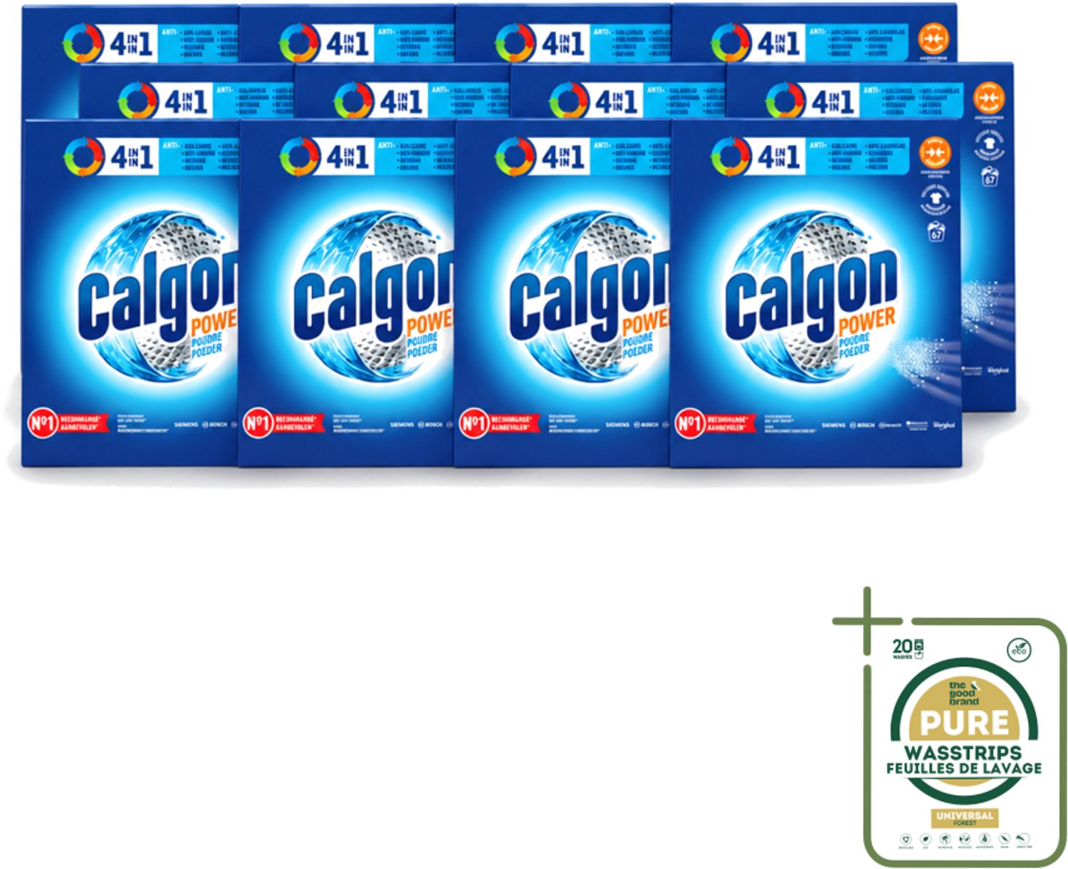 12 x Calgon - Wasmachinereiniger - Tegen Kalkaanslag / Corrosie / Wasmiddelresten / Geuren - 67 Wasbeurten - Wasstrips - Wasmachine Reinigen - Kalkvoorkomen - Corrosie Voorkomen - Wasmiddelresten Verwijderen - Geuren Verwijderen