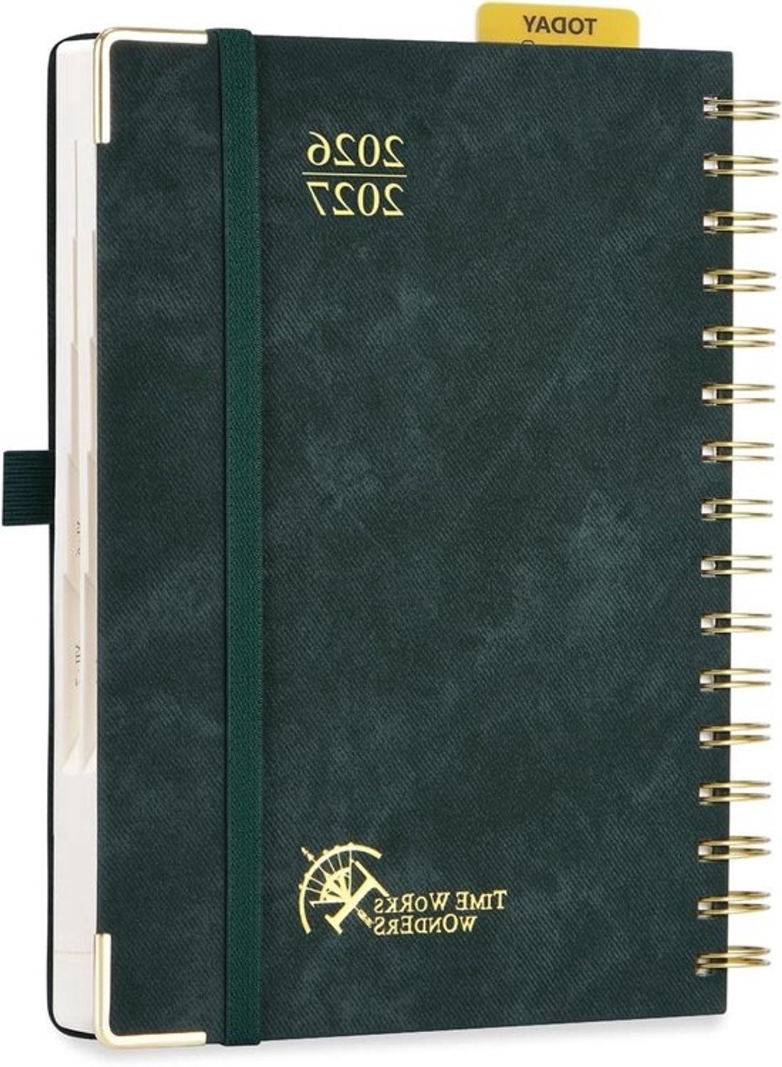 Agenda 2026 2027 - Dagplanner Organizer - Afspraken Plannen - Pagina Per Dag - 215 x 145 cm - Mosgroen