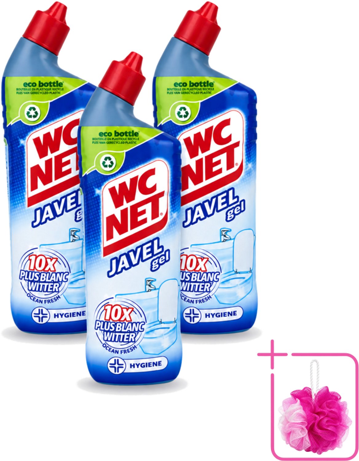 3 x WC Net - Toiletreiniger - Gel - Ocean Fresh - Gerecycled Materiaal - 750 ml - Bulkverpakking - WC net gel - Douchemop - Toilet reiniger