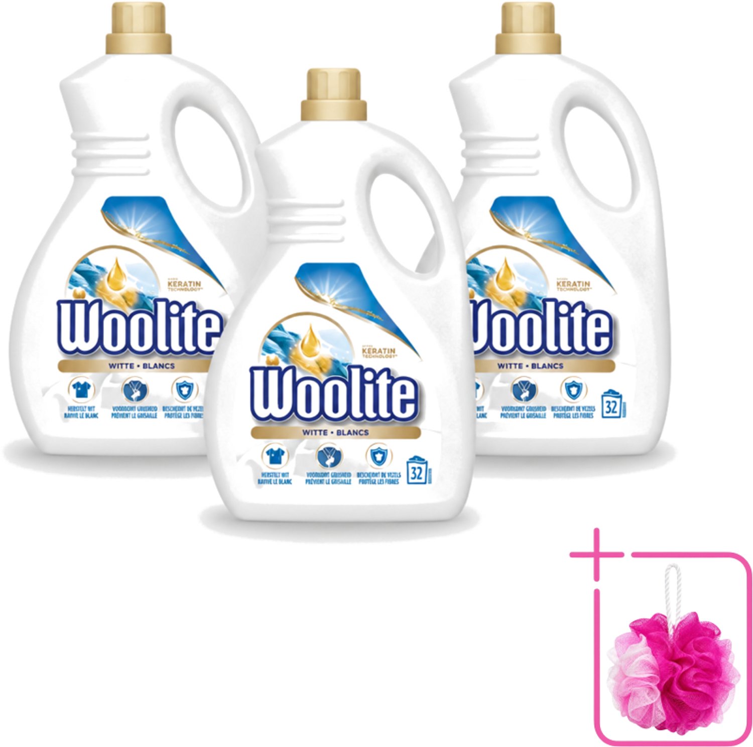 3 x Woolite White - Vloeibaar Wasmiddel - Met Keratine - Witte Was - 32 Wasbeurten - 1,9L - Bulkverpakking - Wasmiddel Wit - Douchemop - Keratine Wasmiddel