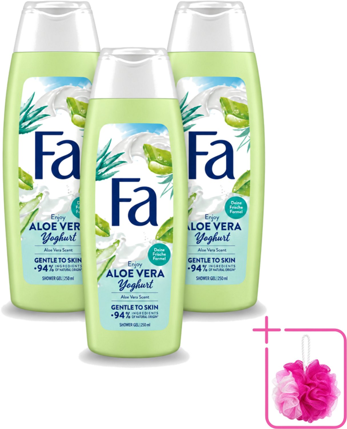 3 x Fa - Douchegel - Yoghurt & Aloe Vera - 250 ml - Bulkverpakking - Douchegel yoghurt aloe vera - Douchemop - Yoghurt douchegel
