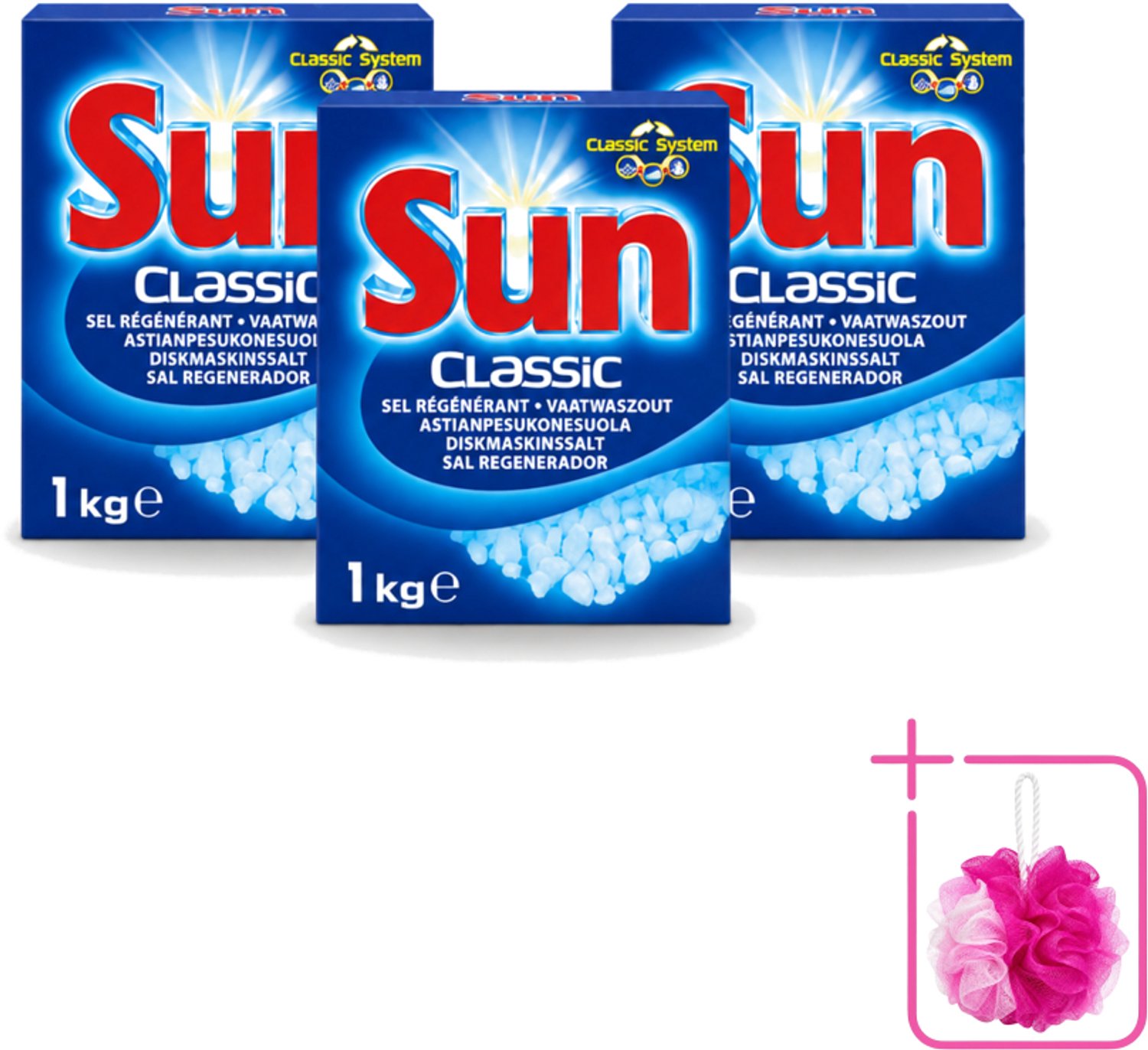 3 x Sun Classic - Vaatwaszout - Klassiek Systeem - 1 kg - Bulkverpakking - Vaatwaszout - Douchemop - Kalkaanslag voorkomen