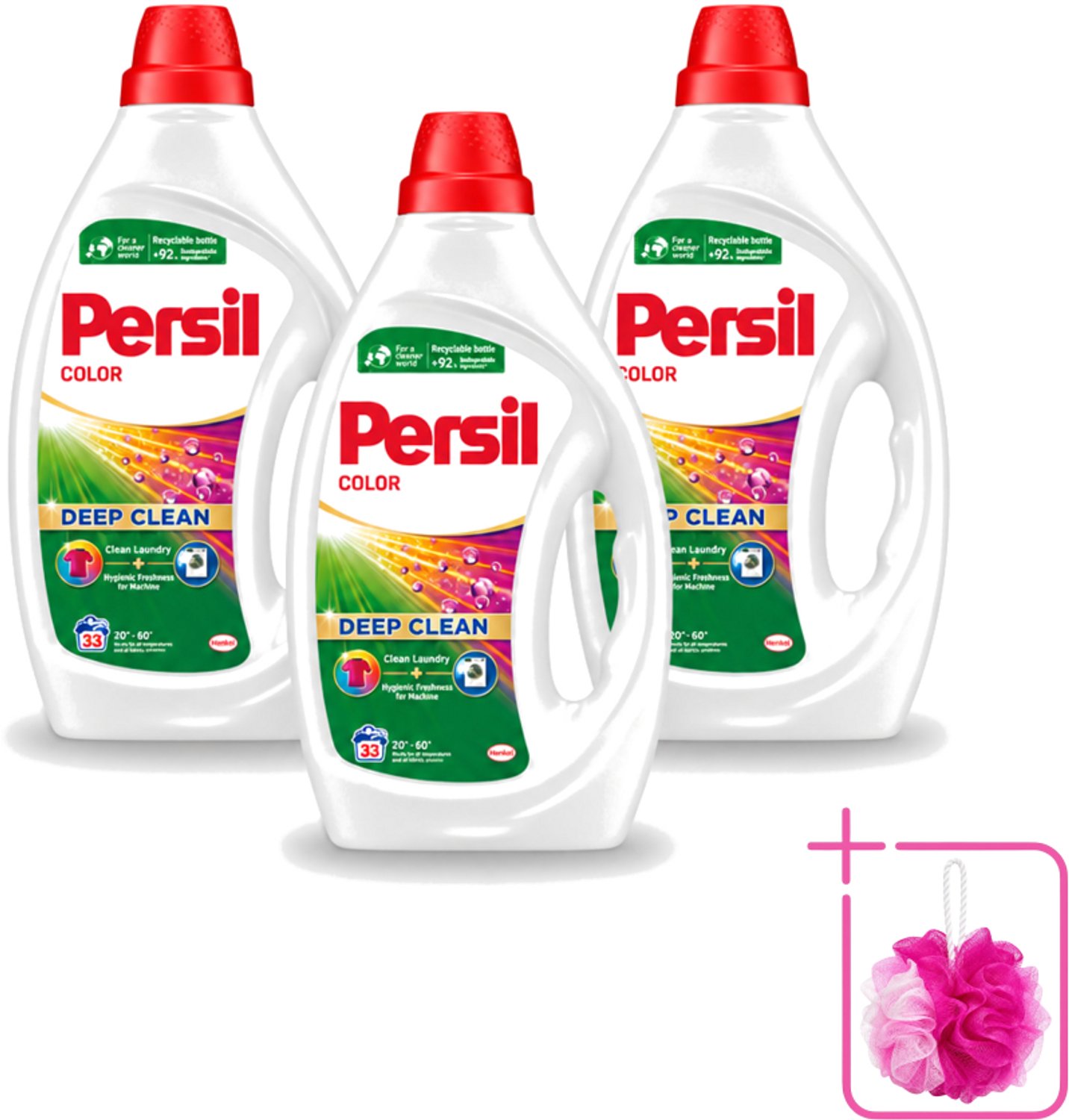3 x Persil Color - Vloeibaar Wasmiddel - Gekleurde Was - 33 Wasbeurten - Bulkverpakking - Persil Color Gel - Douchemop - Vloeibaar wasmiddel
