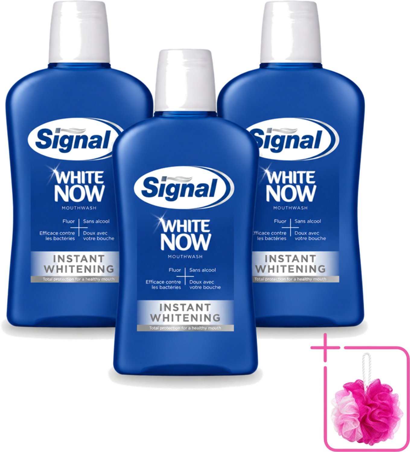 3 x Signal - White Now - Mondwater - 0 % Alcohol - 500 ml - Bulkverpakking - Mondwater - Douchemop - Mondverzorging