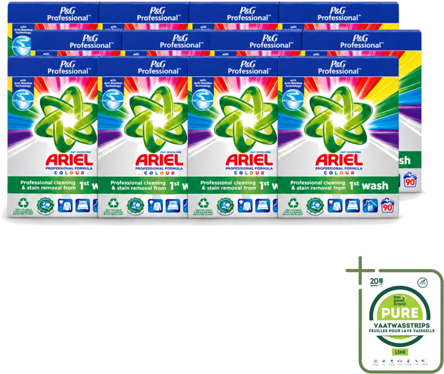 12 x Ariel Professional - Waspoeder - Gekleurde Was - 90 Wasbeurten - Grootverpakking - Vaatwasstrips - Waspoeder Kleur - Waspoeder Voor Gekleurde Kleding - Waspoeder Voor Professionals - Waspoeder 90 Wasbeurten - Waspoeder 5 Sterren Reiniging