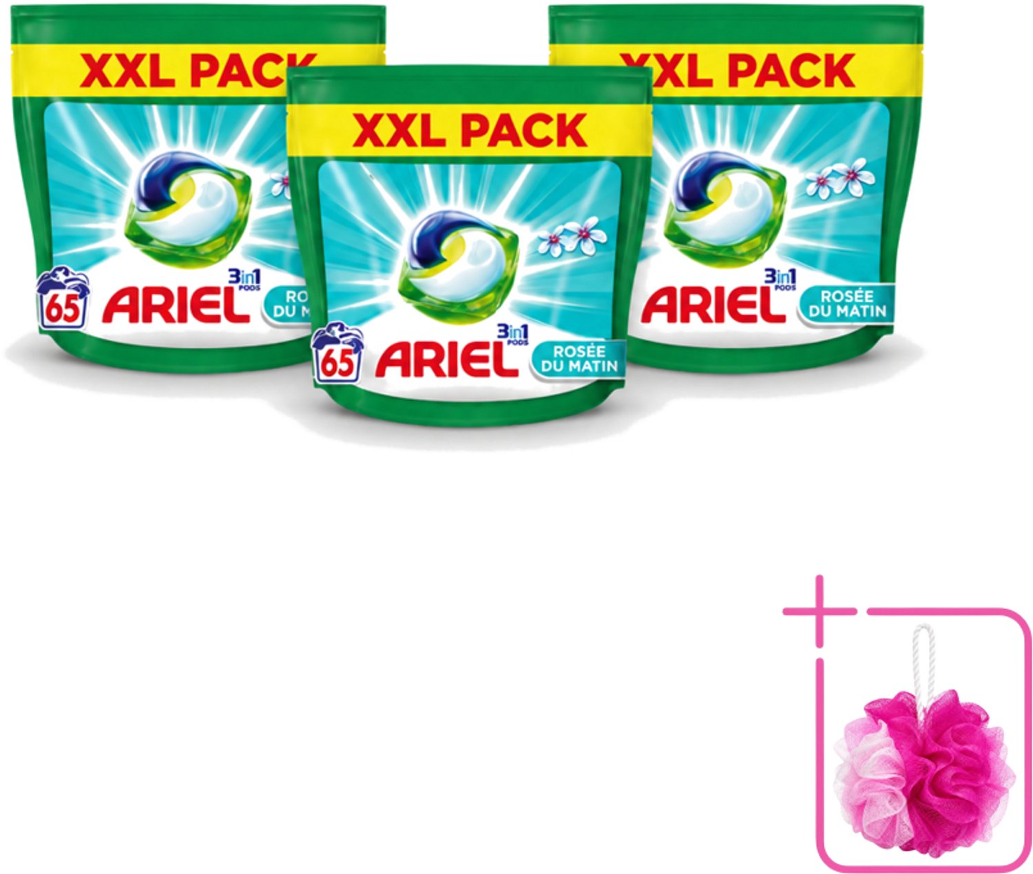 3 x Ariel – Pods 3in1 – Rosée du Matin – 1332 g – 65 wasbeurten - Bulkverpakking - Ariel 3in1 Pods Rosée du Matin - Douchemop - 3in1 waspods