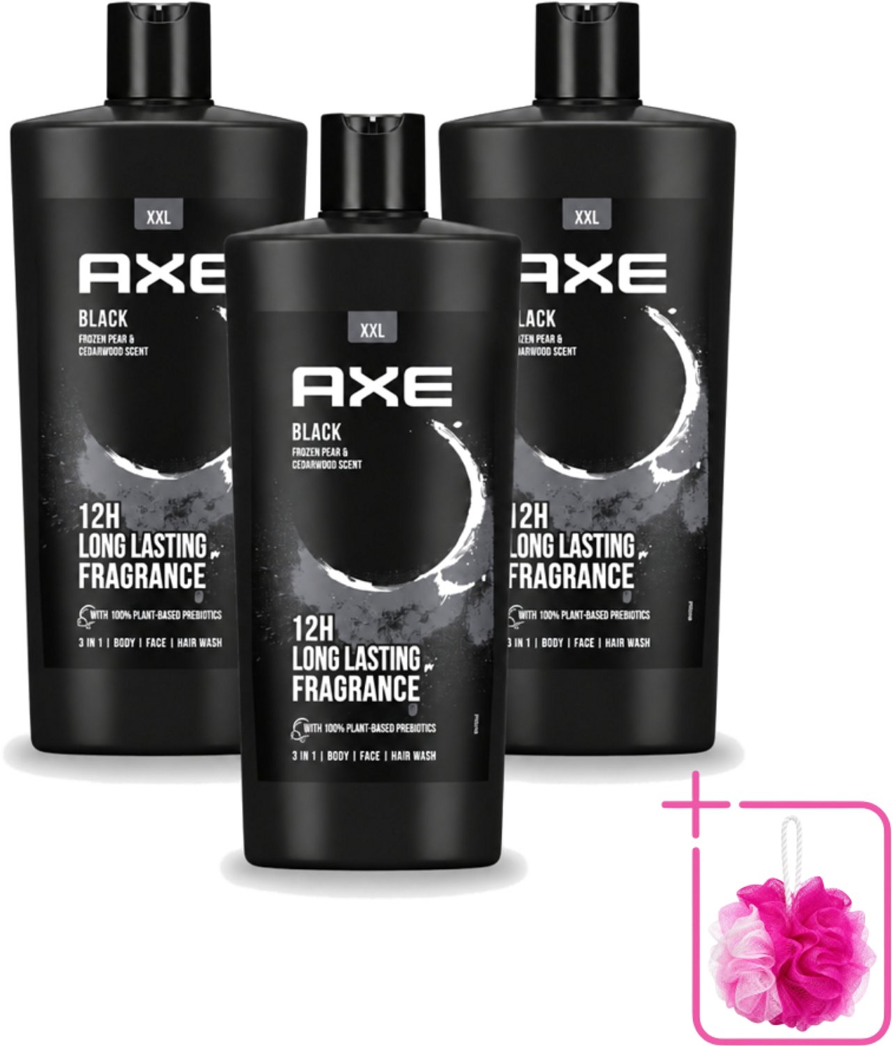 3 x AXE – Douchegel – Black – 700 ml - Bulkverpakking - Douchegel - Douchemop - Douchegel mannen