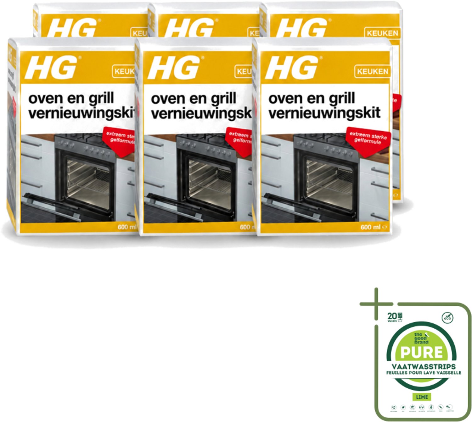 6 x HG - Oven & Grill Vernieuwingskit - Sterke Gelformule - 600 ml - Grootverpakking - Oven Reinigen - Grill Reinigen - Bakplaat Reinigen - Rooster Reinigen - Vet Verwijderen