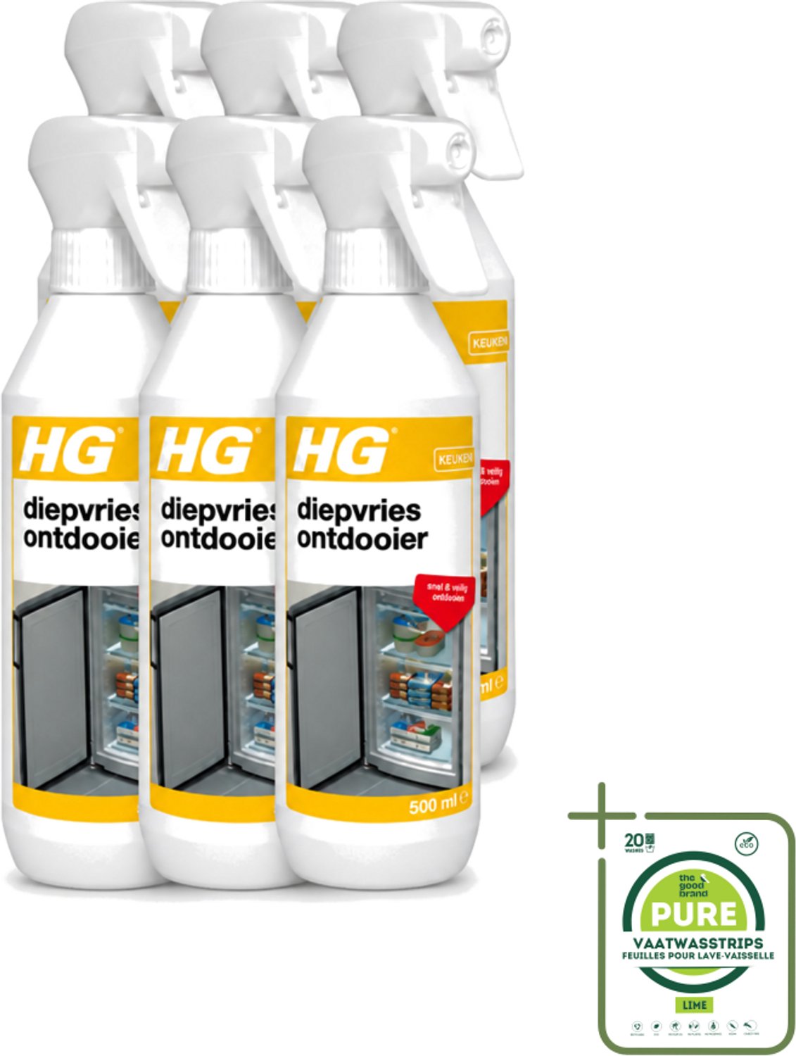 6 x HG - Diepvries Ontdooier - Snel & Veilig Ontdooien - 500 ml - Grootverpakking - Diepvries Ontdekker - Ijs Verwijderen - Vriezer Ontdekker - Ijs Verwijderen Diepvries - Ijs Ontdekker