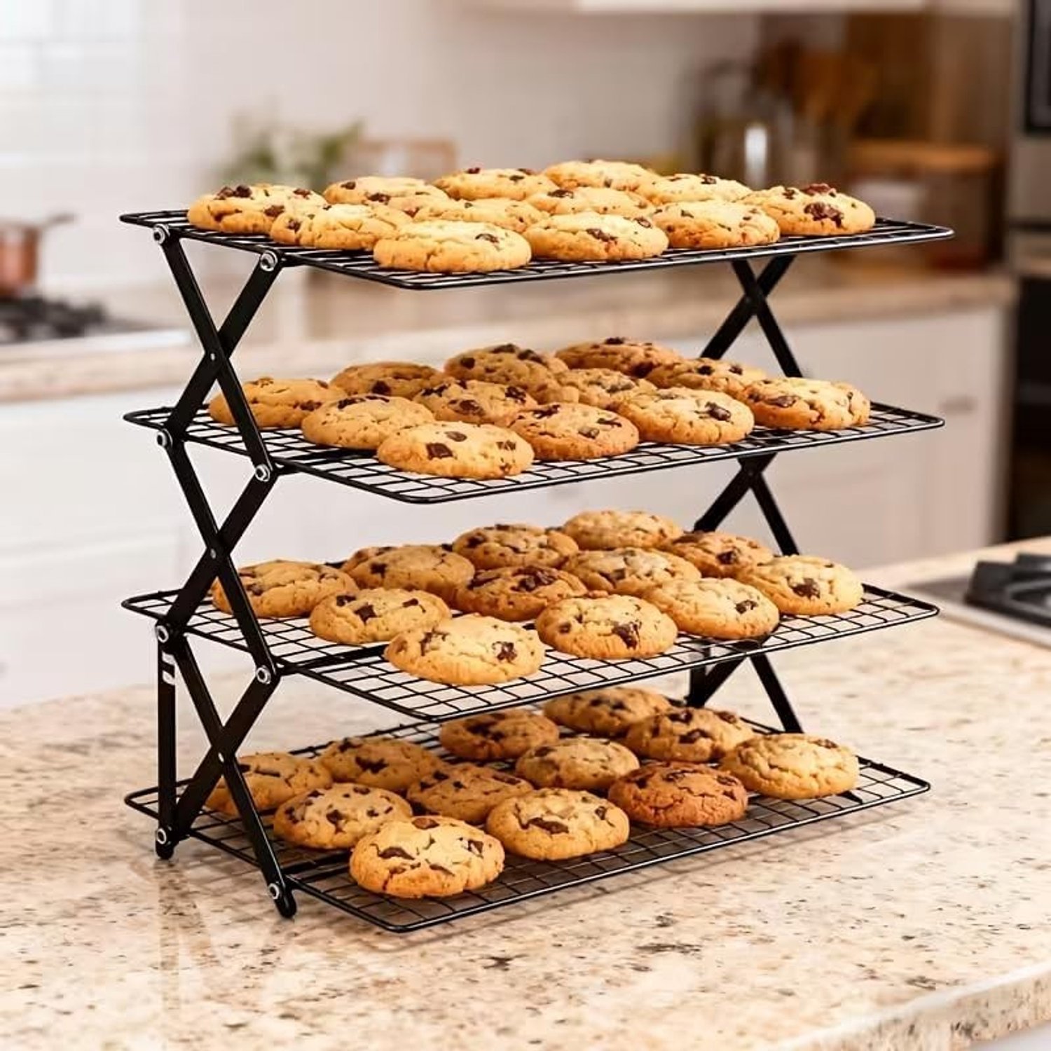 Bakrek - Roestvrijstalen - 41 x 28 cm - Vouwbaar en Stapelbaar - Voor Koelen en Afdruipen van Bakwaren