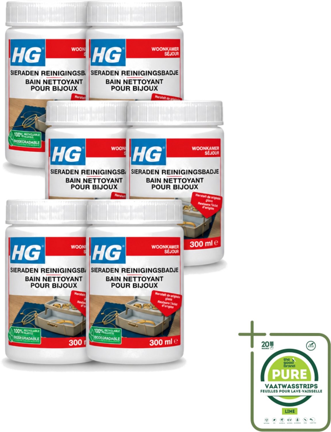 6 x HG - Sieraden Reinigingsbadje - Glansherstellend - 300 ml - Grootverpakking - Sieraden Reinigen - Sieraden Reinigingsbadje - Sieraden Reinigen En Herstellen - Sieraden Verzorgen - Sieraden Glansherstellen