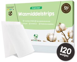 Mr. Green Mind Wasstrips 120 Wasbeurten Fresh Linen Wasmiddeldoekjes Wasvellen Wasmiddel Voordeelverpakking incl. wasverzachter wasdoekje