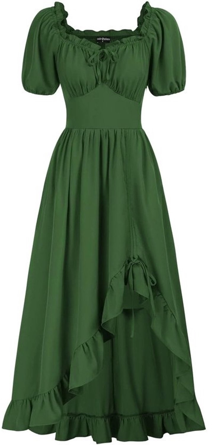 Renaissance Jurk - Cottagecore Maxi Jurk - Feestelijk Gelegenheden - Met Corset Taille - Met Zakken