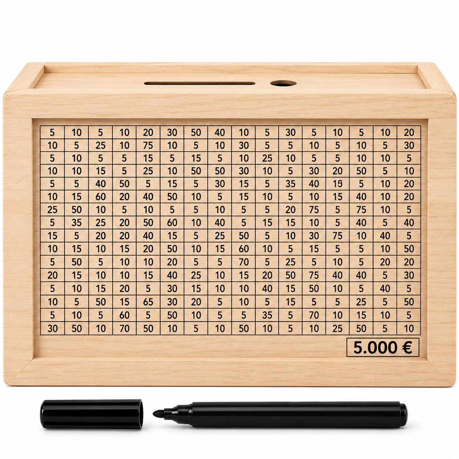 Nina’s Giftshop® Houten Spaarpot €5.000 – Spaarchallenge – Spaarpot Volwassenen & Kinderen – Inclusief Stift
