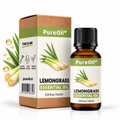 PureOil – Citroengras Etherische Olie – 15ml – 100% Puur, Natuurlijk & Vegan – Voor Huid | Gezicht | Scalp | Diffuser | Aromatherapie
