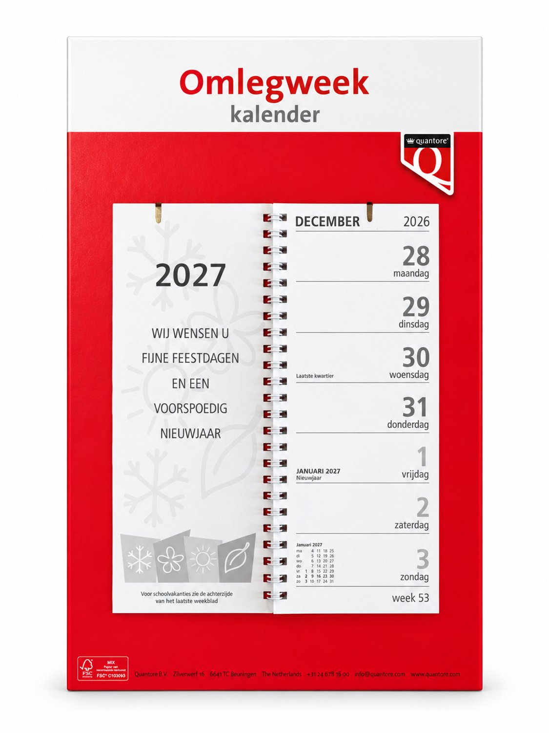 Week omlegkalender 2027 Quantore