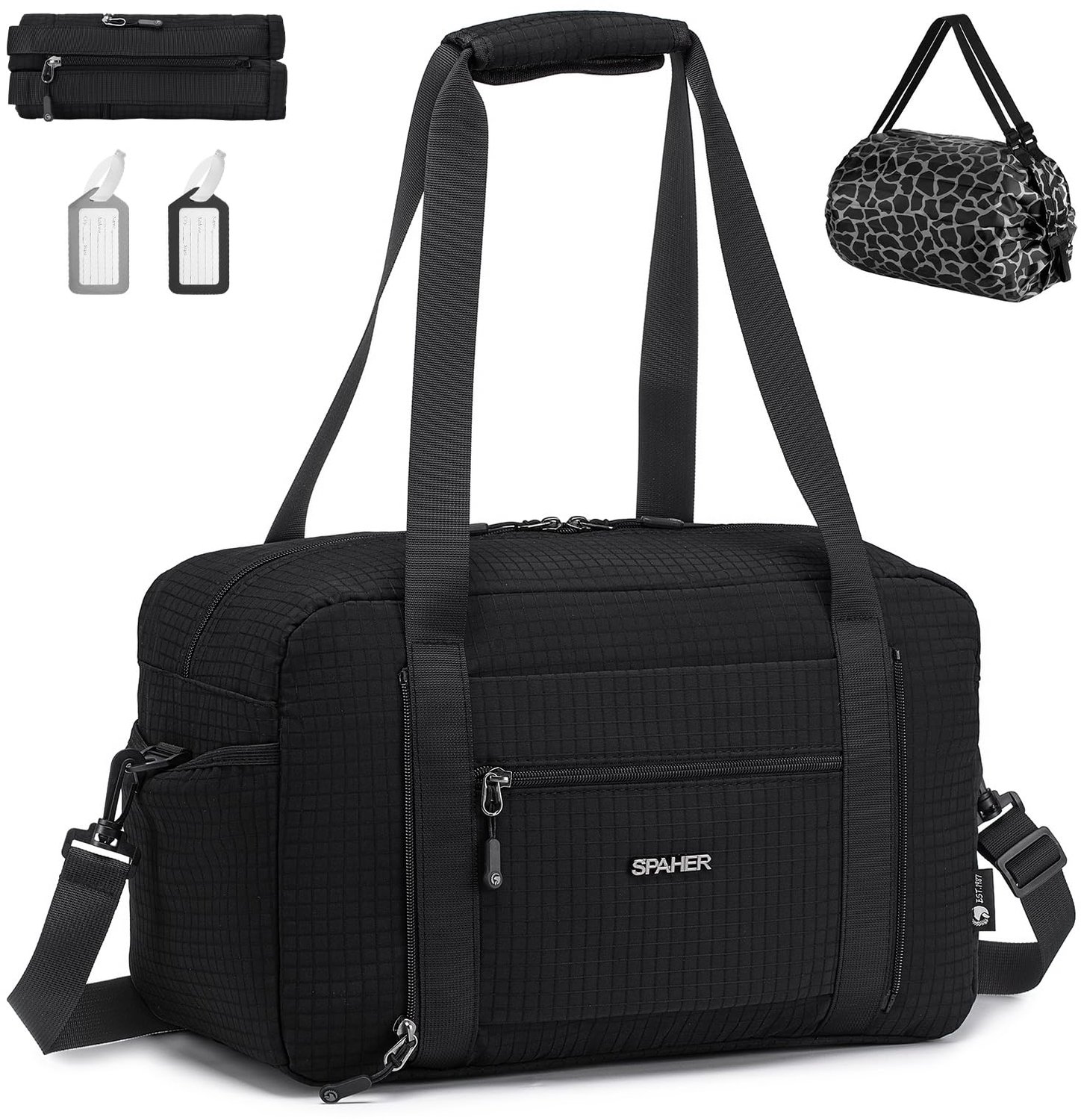 SPAHER Opvouwbare Reistas Ryanair 40x20x25 Handbagagetas 20L Sporttas Dames Heren Waterdicht Weekendertas Lichtgewicht Kofferhandtas Plunjezak Fitness