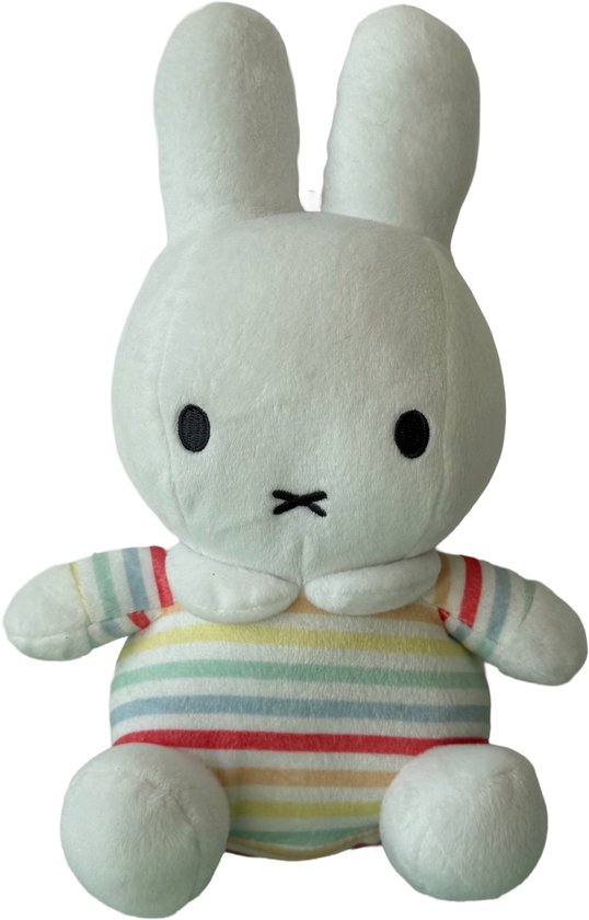 Nijntje - knuffel - 25 cm - gestreept shirt - wit - met belletje van Nijntje — afbeelding 3