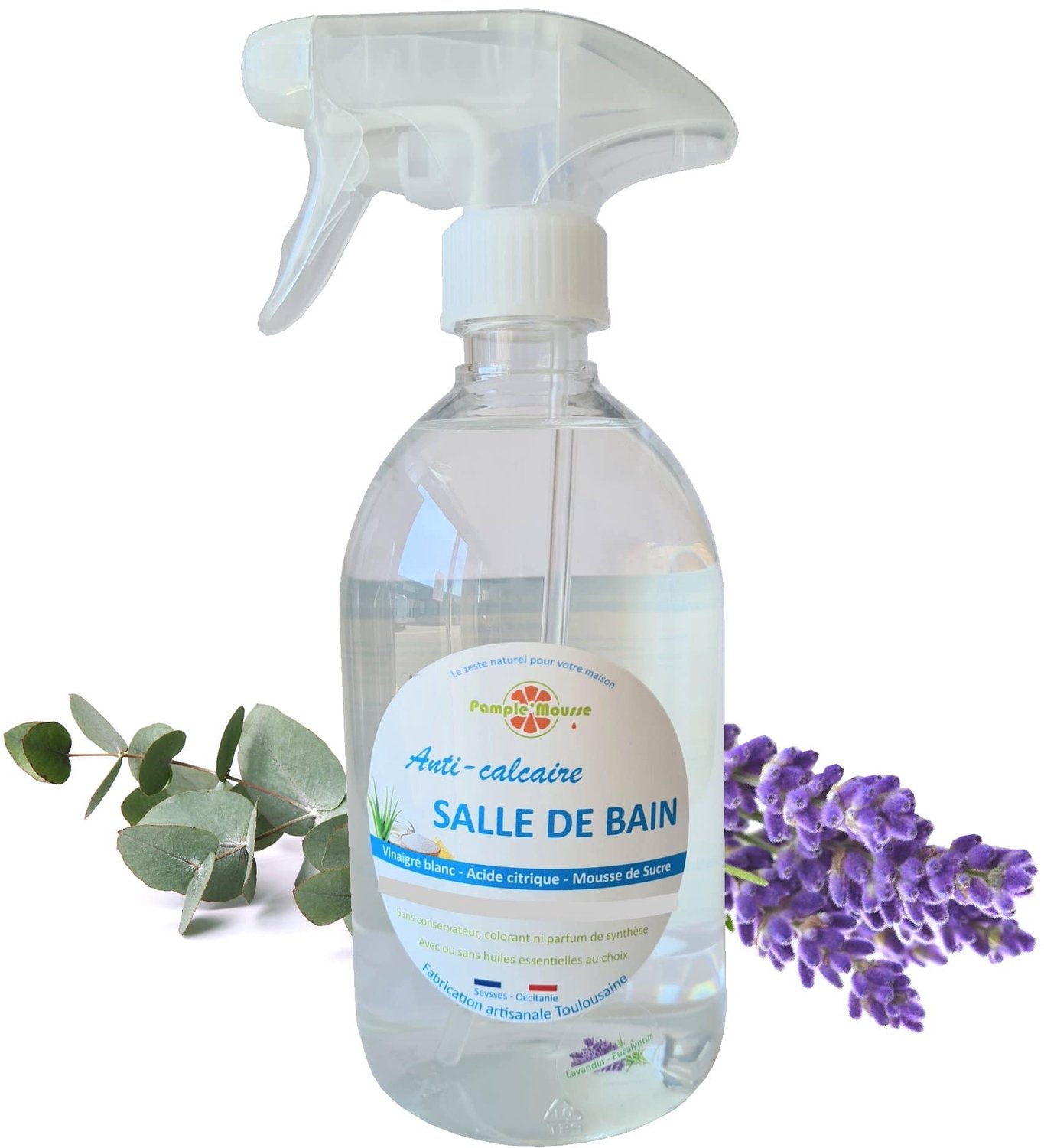 100% Plantaardige Marseille Badkamer spray reiniger LAVENDEL - ontkalkt - ontsmet - Marseille zeep 500ml