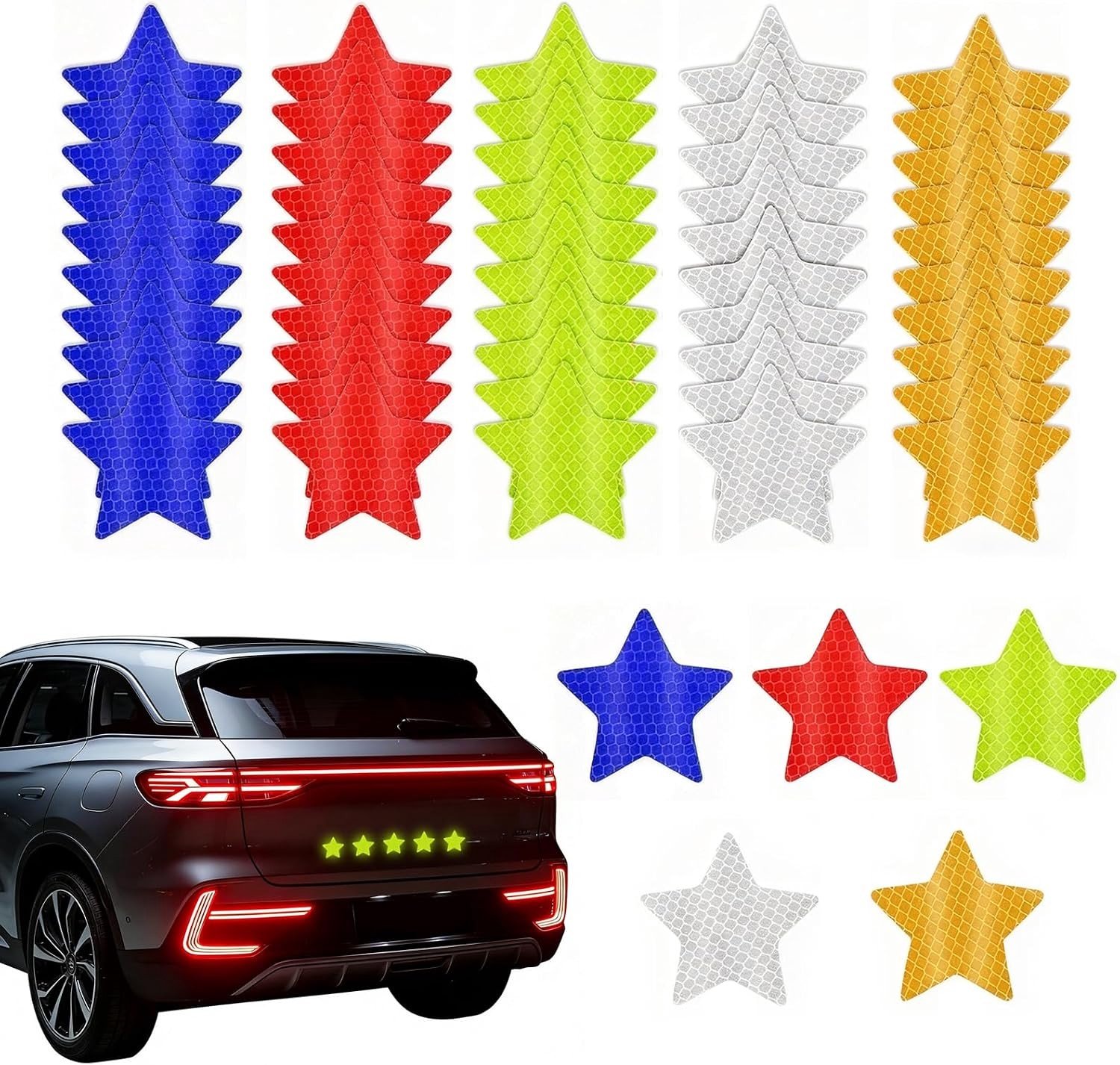 Reflecterende Stickers - 50 Stuks Zelfklevende Waterdichte Reflectoren van 6 cm - Veiligheidsstickers voor Fiets, Motor, Kinderwagens en Meer - Beschikbaar in 5 Kleuren