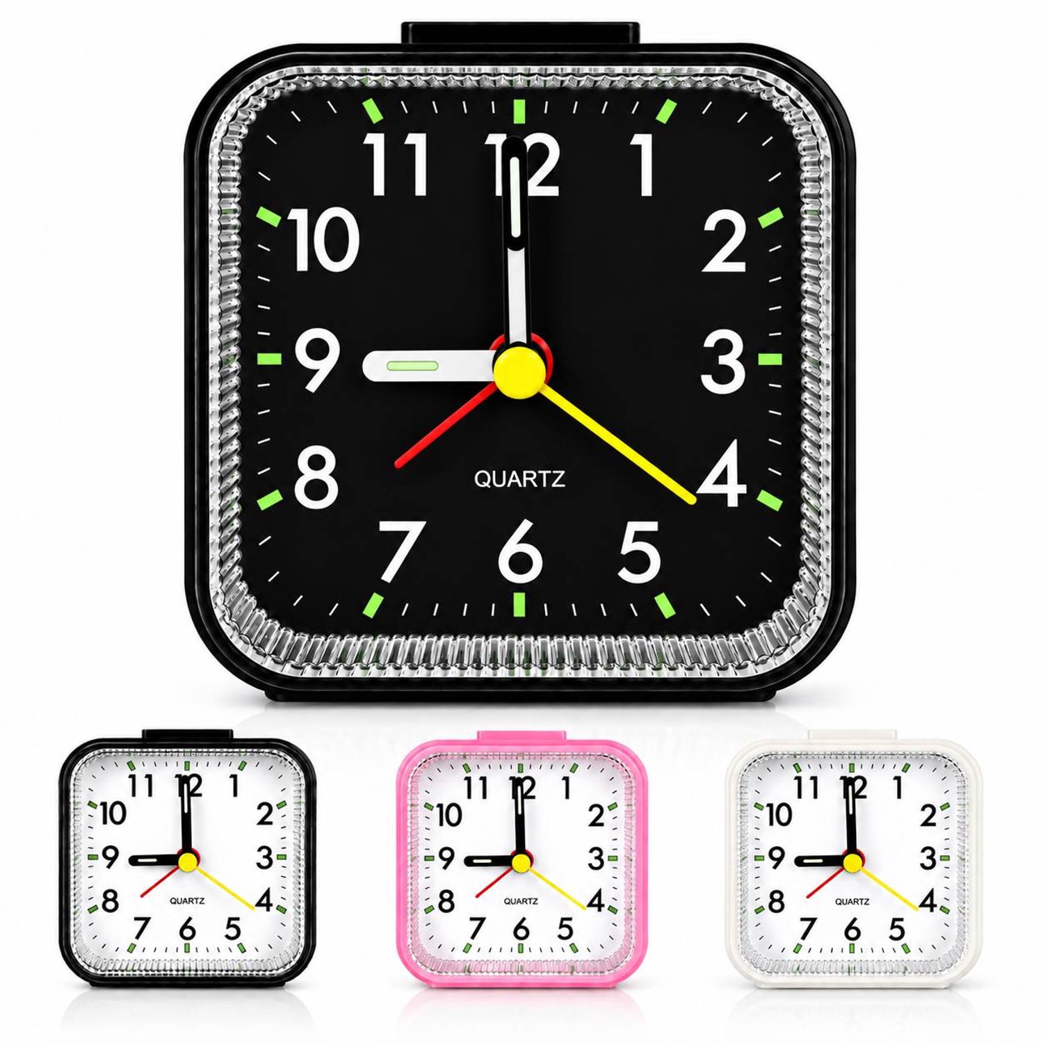 Tolvia Analoge Wekker - Stille Wekker met Snooze en Verlichting - Compacte Tafelwekker op Batterij - 8 x 8 cm - Zwart