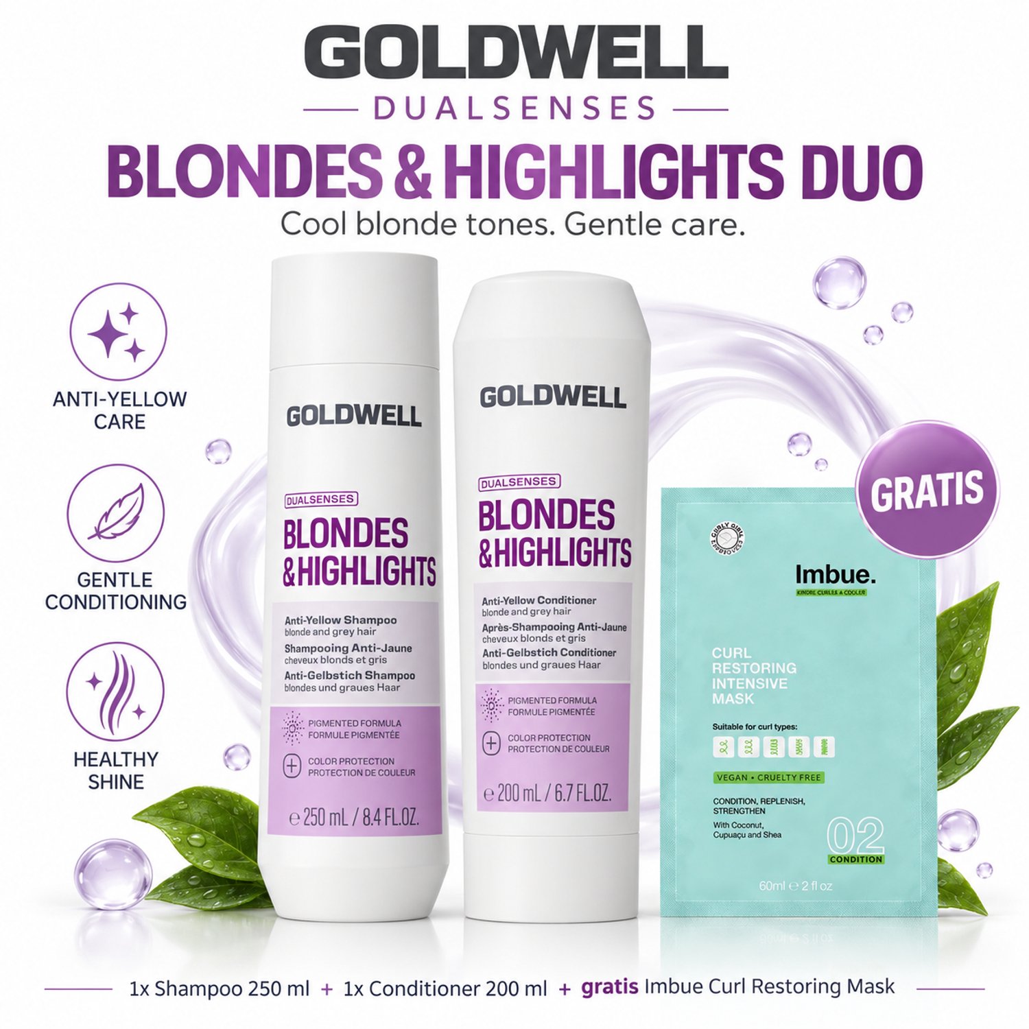 Goldwell Dualsenses Blondes & Highlights Shampoo & Conditioner + Gratis Imbue Masker