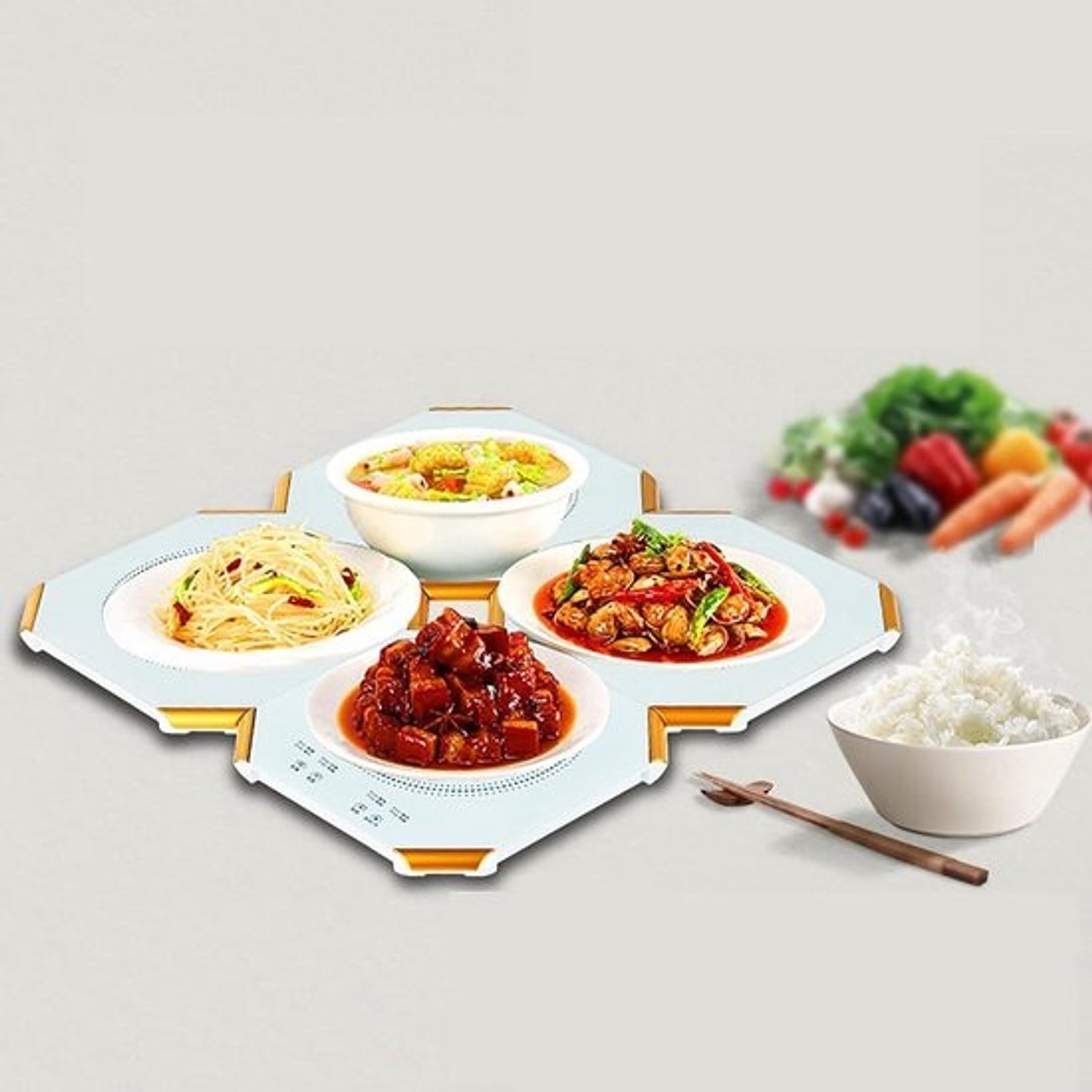 Warmhoudplaat En Schotelverwarmer - Verwarmende Tray - Buffetten En Feesten - Instelbare Temperatuur - Klein Formaat - Zwart